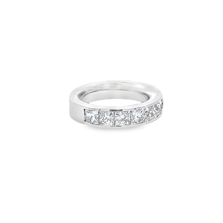 Princess Diamond Cut 3.42CT H/VS 14K White Gold Band Ring