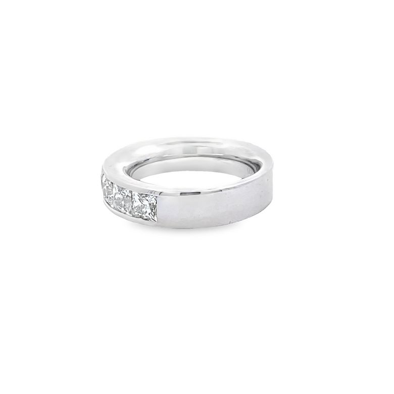 Princess Diamond Cut 3.42CT H/VS 14K White Gold Band Ring