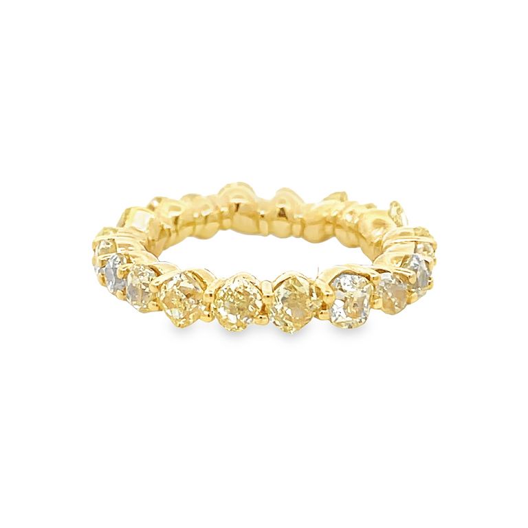 Fancy Yellow Eternity Diamond Ring Mix Shape 4.78CT 18K YG