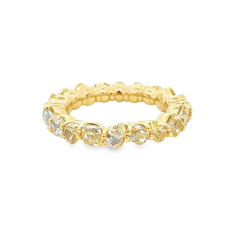 Fancy Yellow Eternity Diamond Ring Mix Shape 4.78CT 18K YG