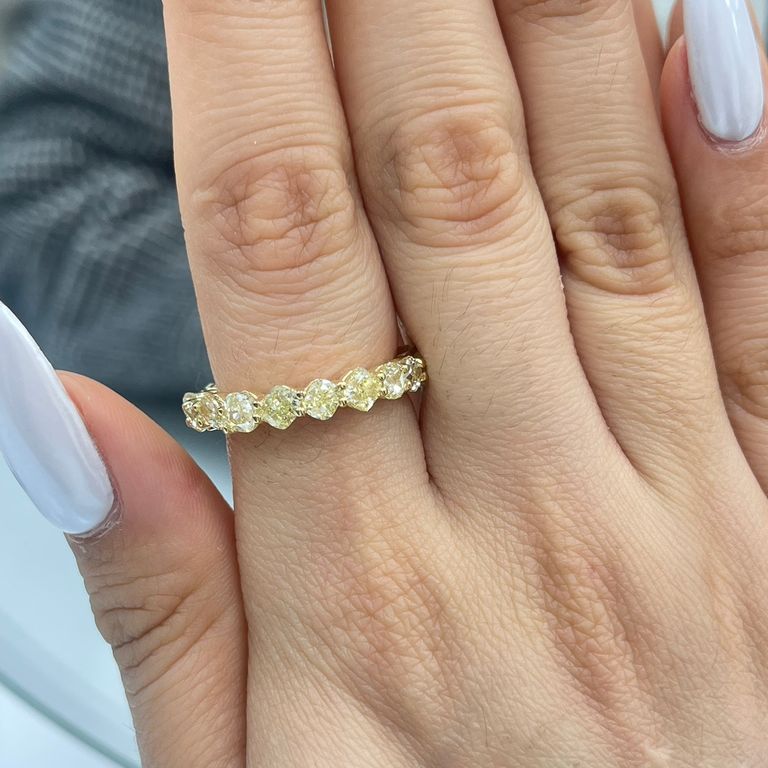 Fancy Yellow Eternity Diamond Ring Mix Shape 4.78CT 18K YG