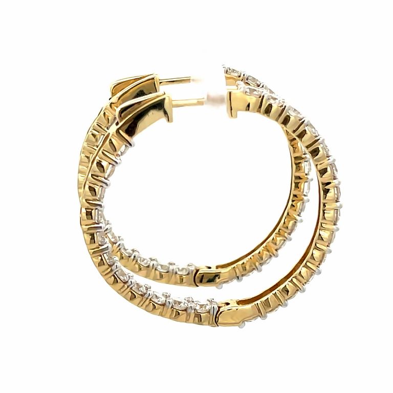 Round Diamond Inside-Out Hoops Earrings 4.33CT 14K Yellow Gold