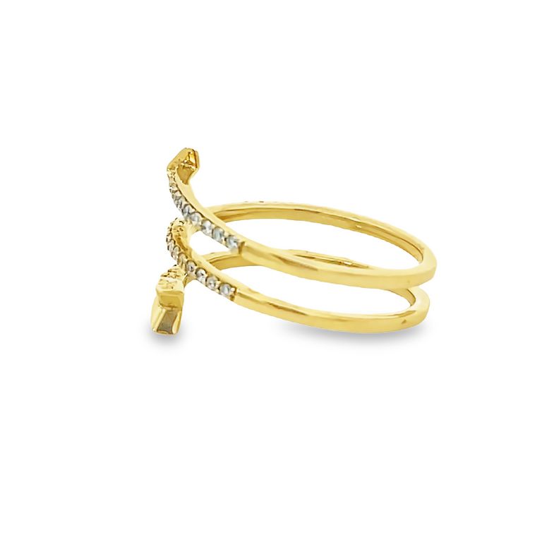 Triple Row Round Diamonds Fashion Ring 0.27CT 14K Yellow Gold