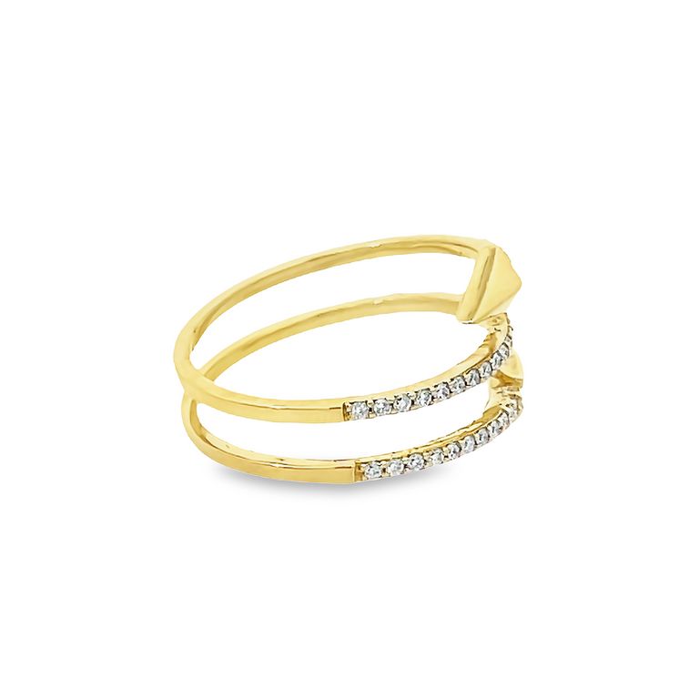 Triple Row Round Diamonds Fashion Ring 0.27CT 14K Yellow Gold