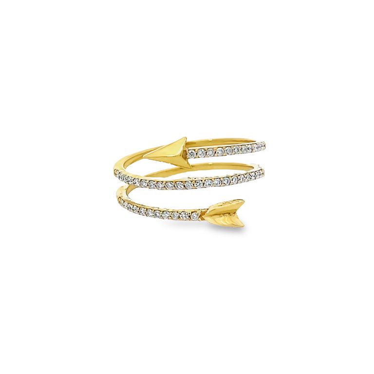 Triple Row Round Diamonds Fashion Ring 0.27CT 14K Yellow Gold