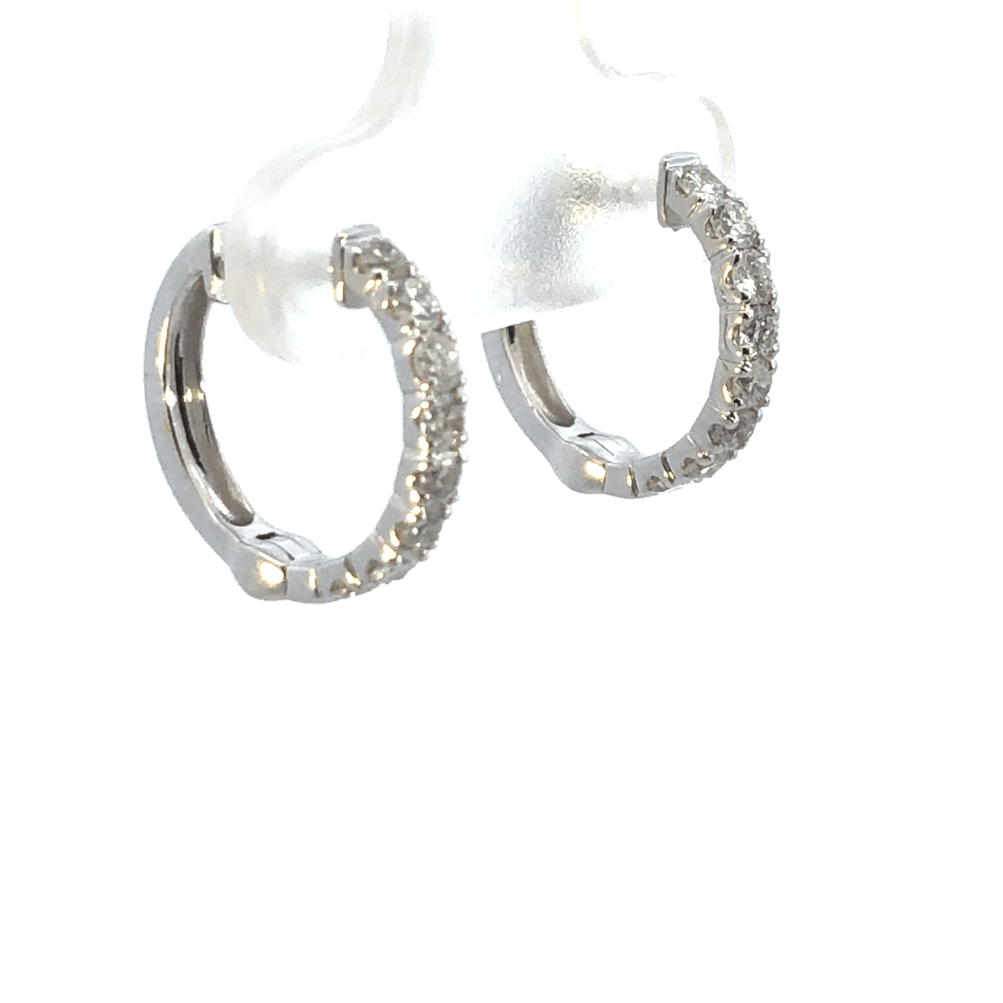 Elegant 14K White Gold Mini Diamond Hoop Earrings (0.57 ctw)