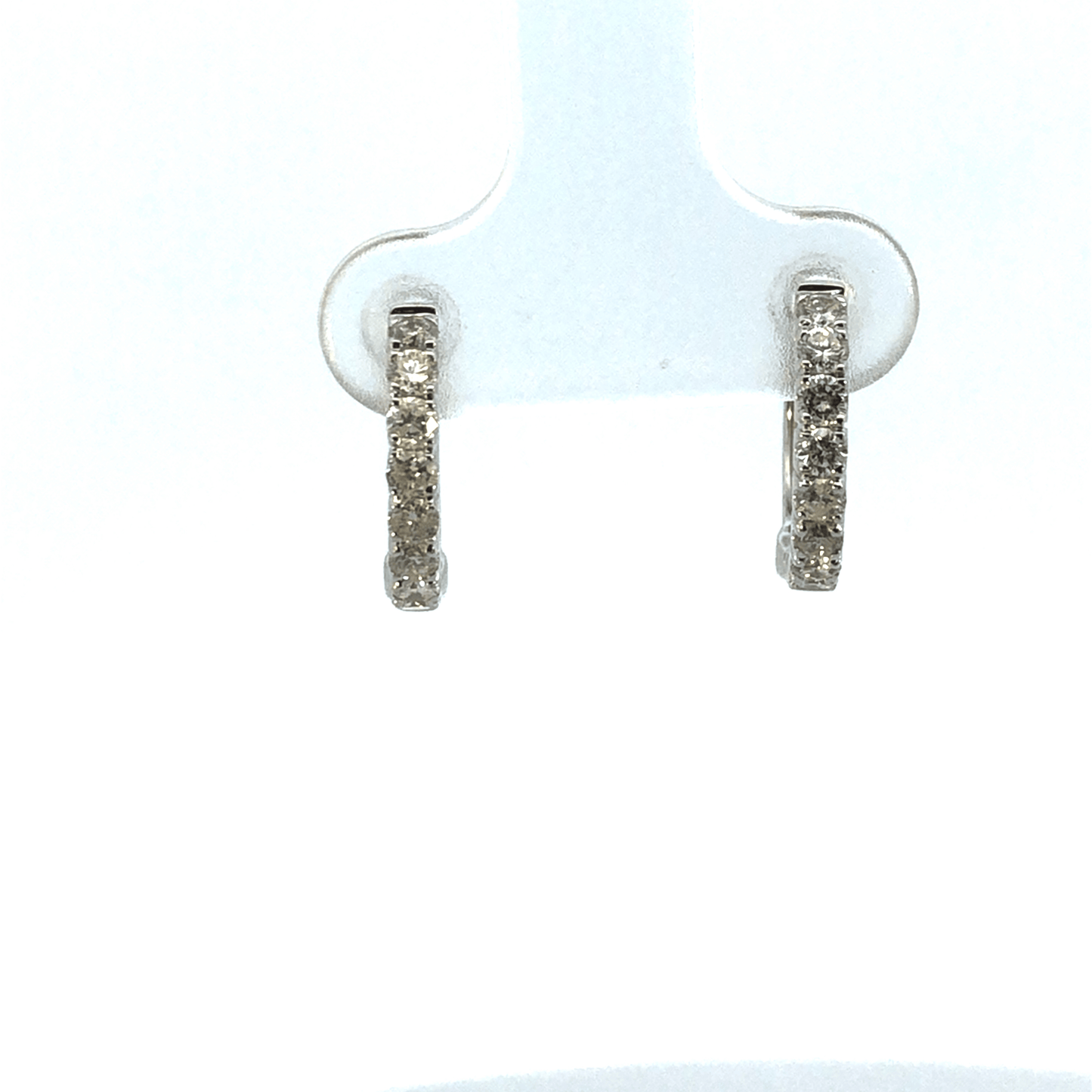 Elegant 14K White Gold Mini Diamond Hoop Earrings (0.57 ctw)