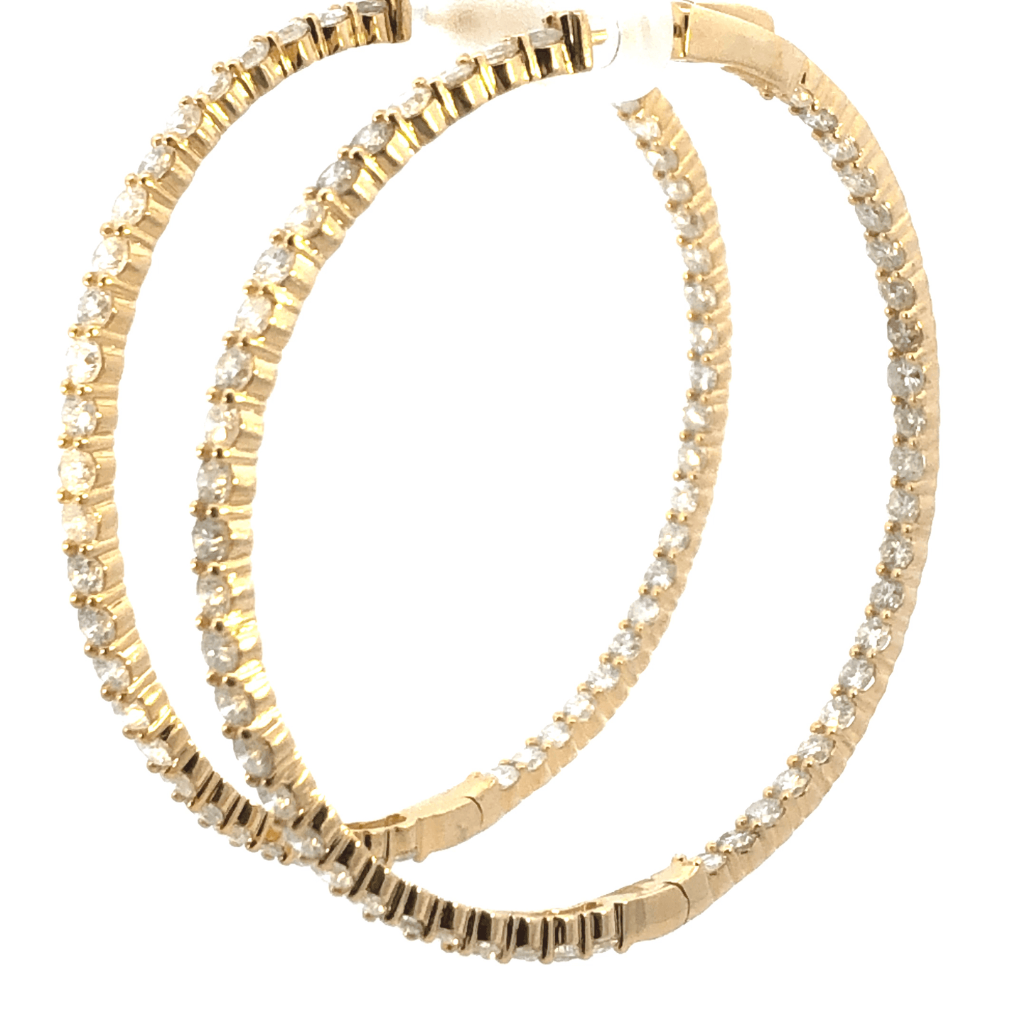 Dazzling 14K Yellow Gold Inside-Out Diamond Hoop Earrings (6.75 ctw)