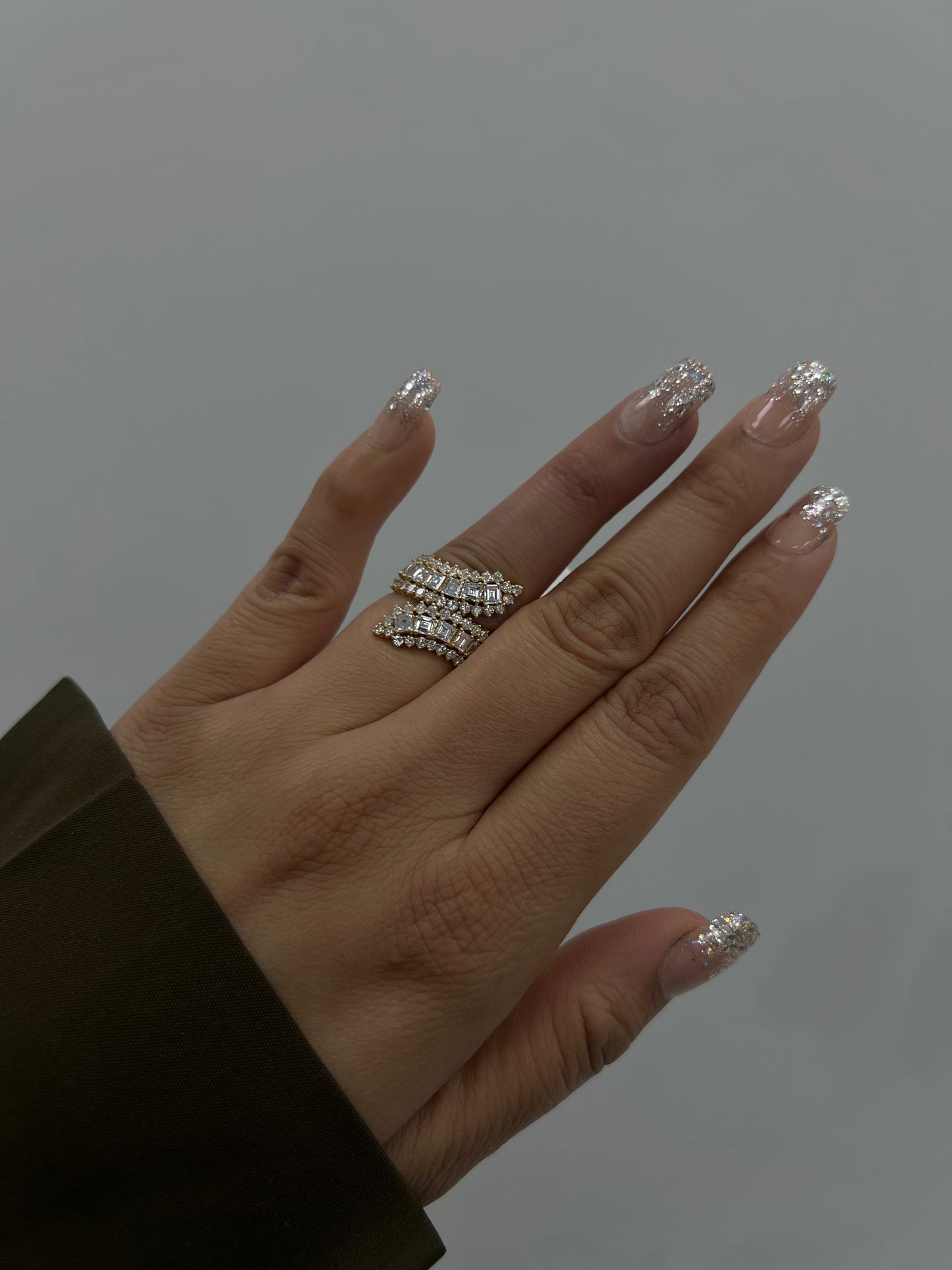 18K Yellow Gold Spiral Ring with Asscher & Round Diamonds - 1.70ct ASC, 1.20ct D