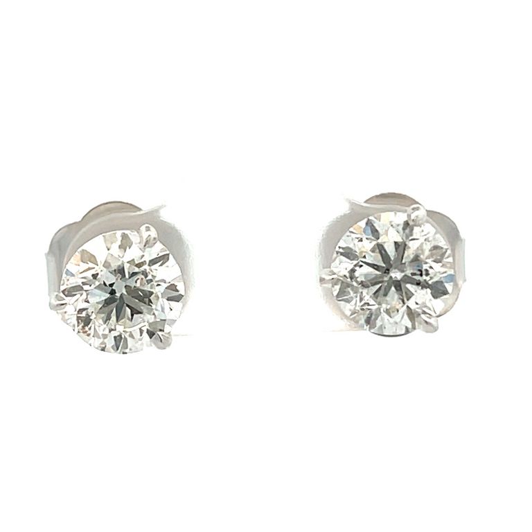 White Round Diamond 3.56CT G/ SI1-SI2 14K White Gold Diamond Studs Earrings