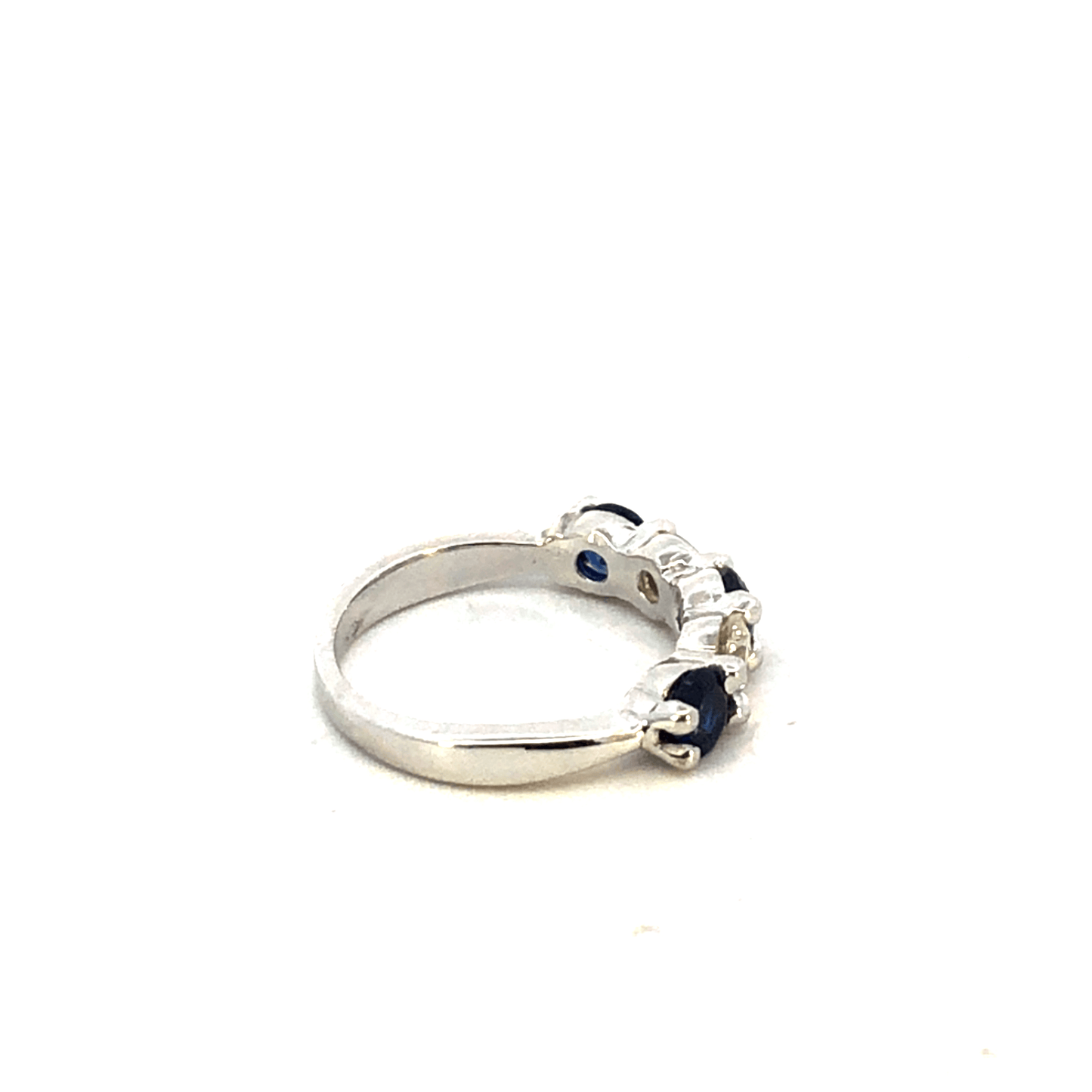 Elegant Sapphire and Diamond Ring 14k White Gold