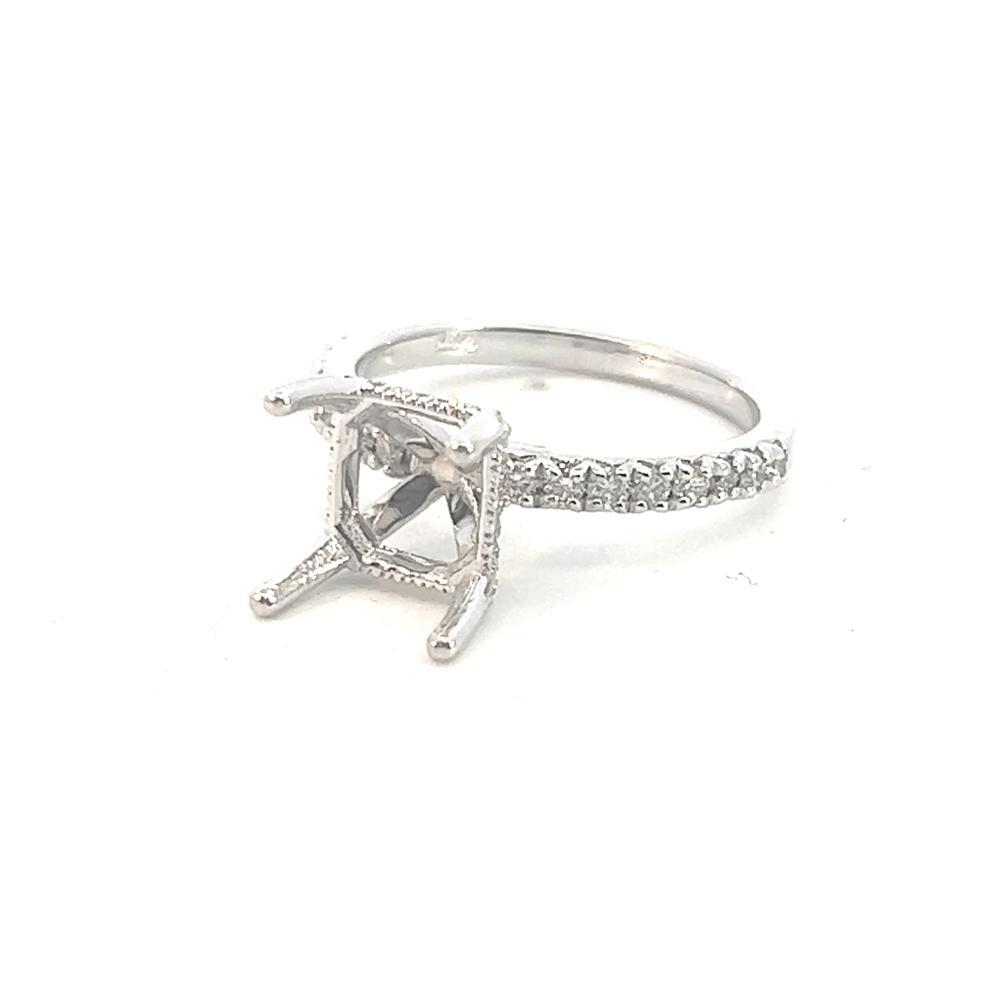 Elegant Silver Diamond Accent Ring Setting in 14K White Gold