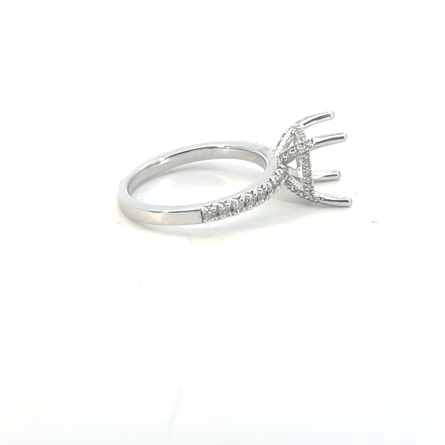 Elegant Silver Diamond Accent Ring Setting in 14K White Gold