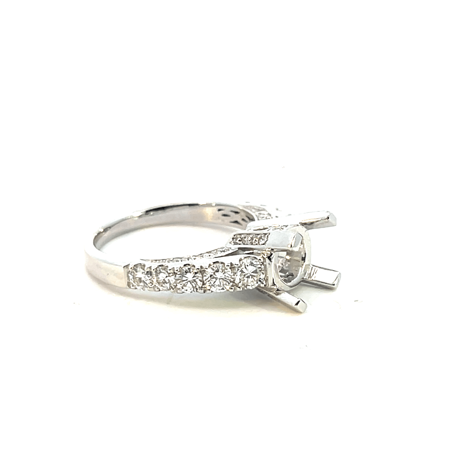 Diamond Pave Engagement Ring Setting – 1.27ct 14K White Gold