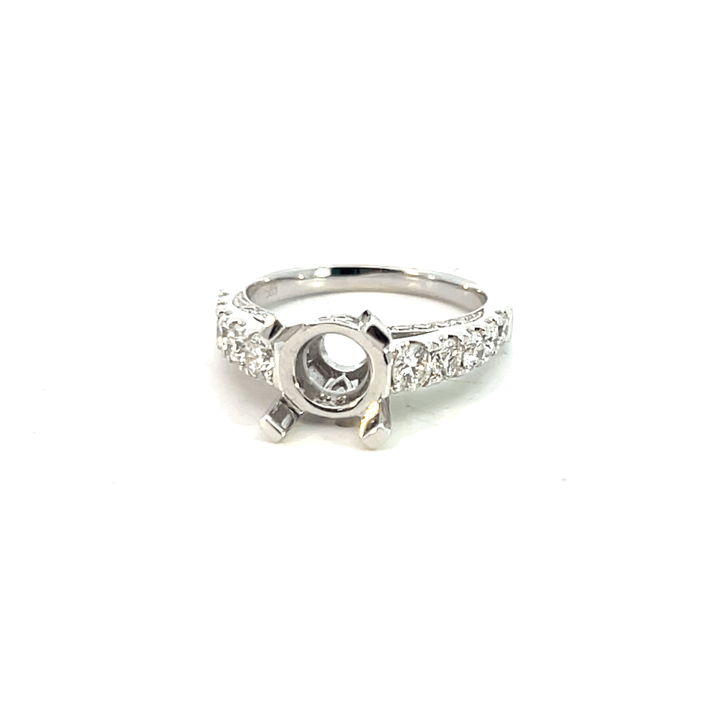 Diamond Pave Engagement Ring Setting – 1.27ct 14K White Gold