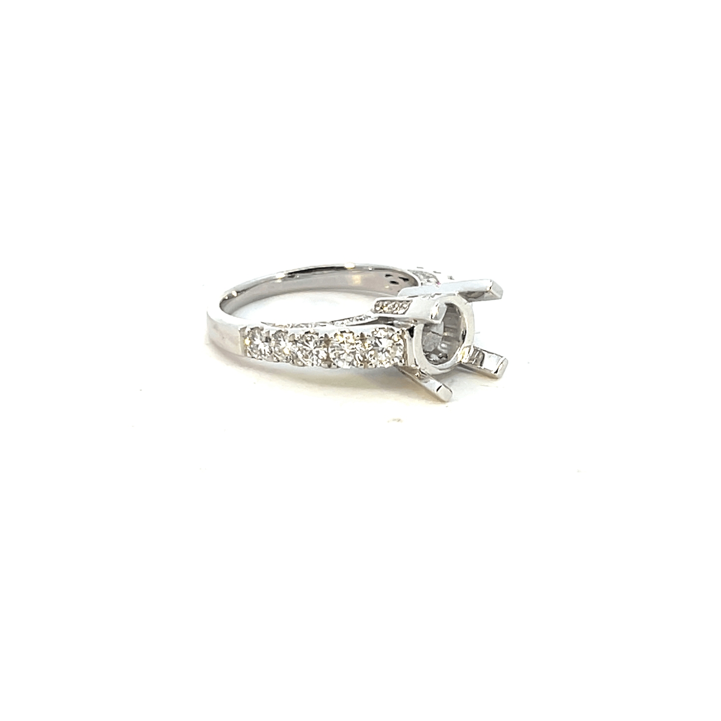 Diamond Pave Engagement Ring Setting – 1.27ct 14K White Gold