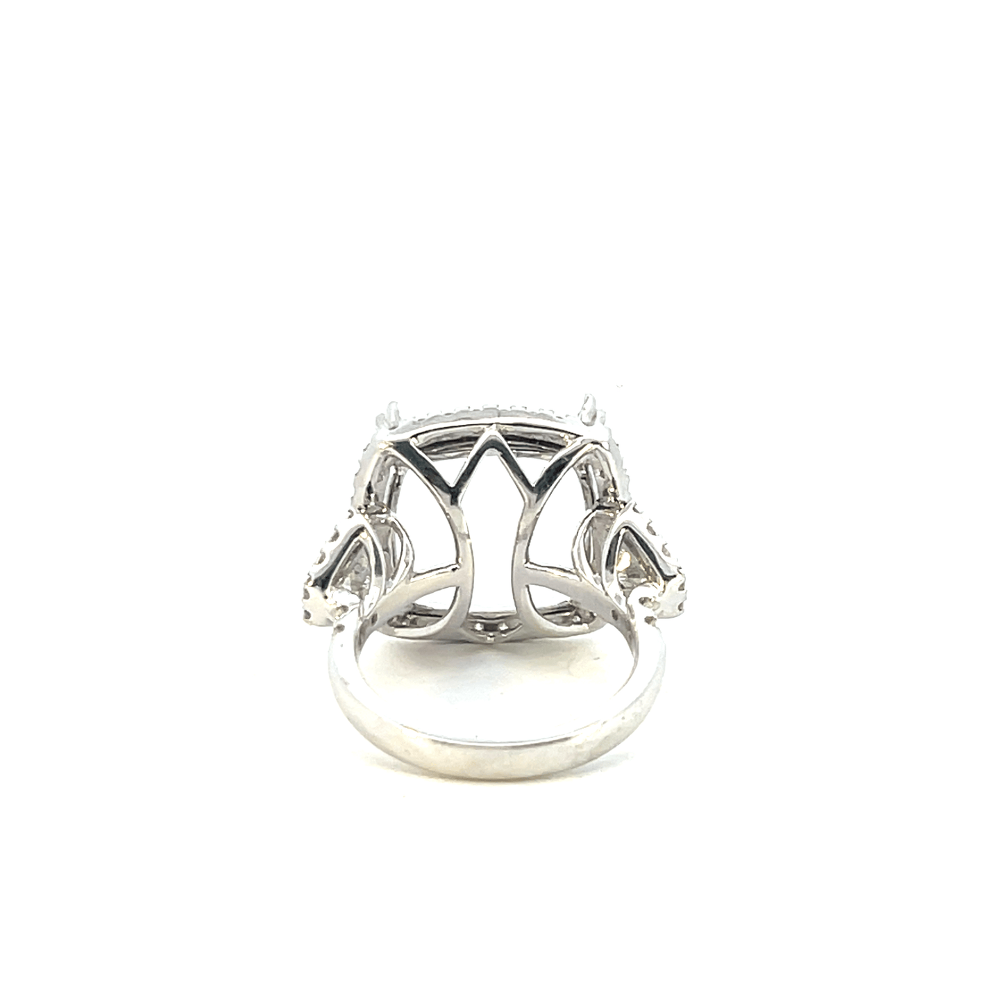 Diamond Pave Cushion Halo Ring Setting – 1.37ct 18K White Gold