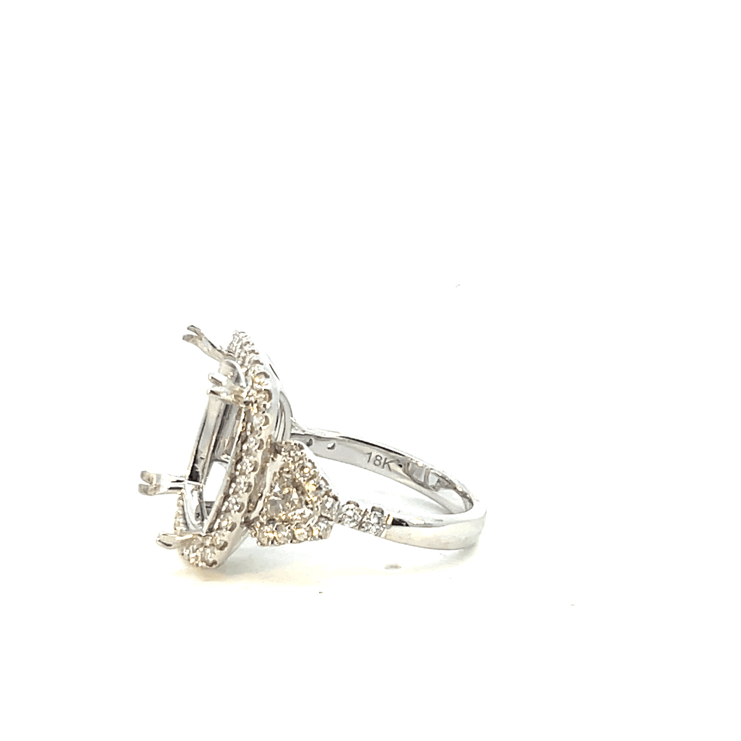 Diamond Pave Cushion Halo Ring Setting – 1.37ct 18K White Gold