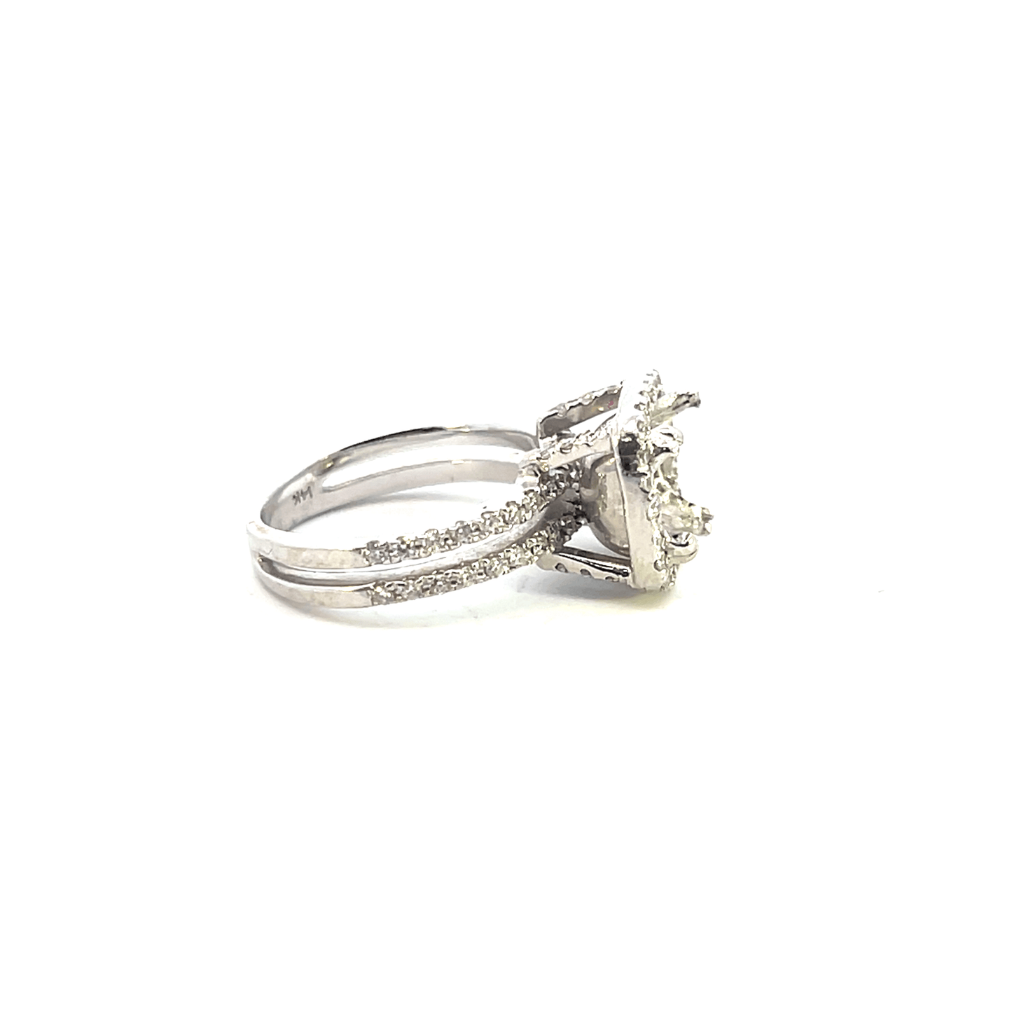 Elegant Diamond Gemstone Ring Setting 14K White Gold 0.80 carat