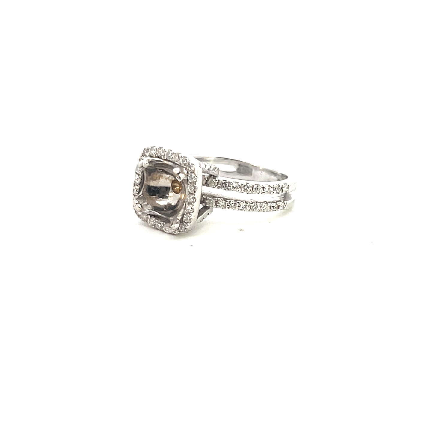 Elegant Diamond Gemstone Ring Setting 14K White Gold 0.80 carat
