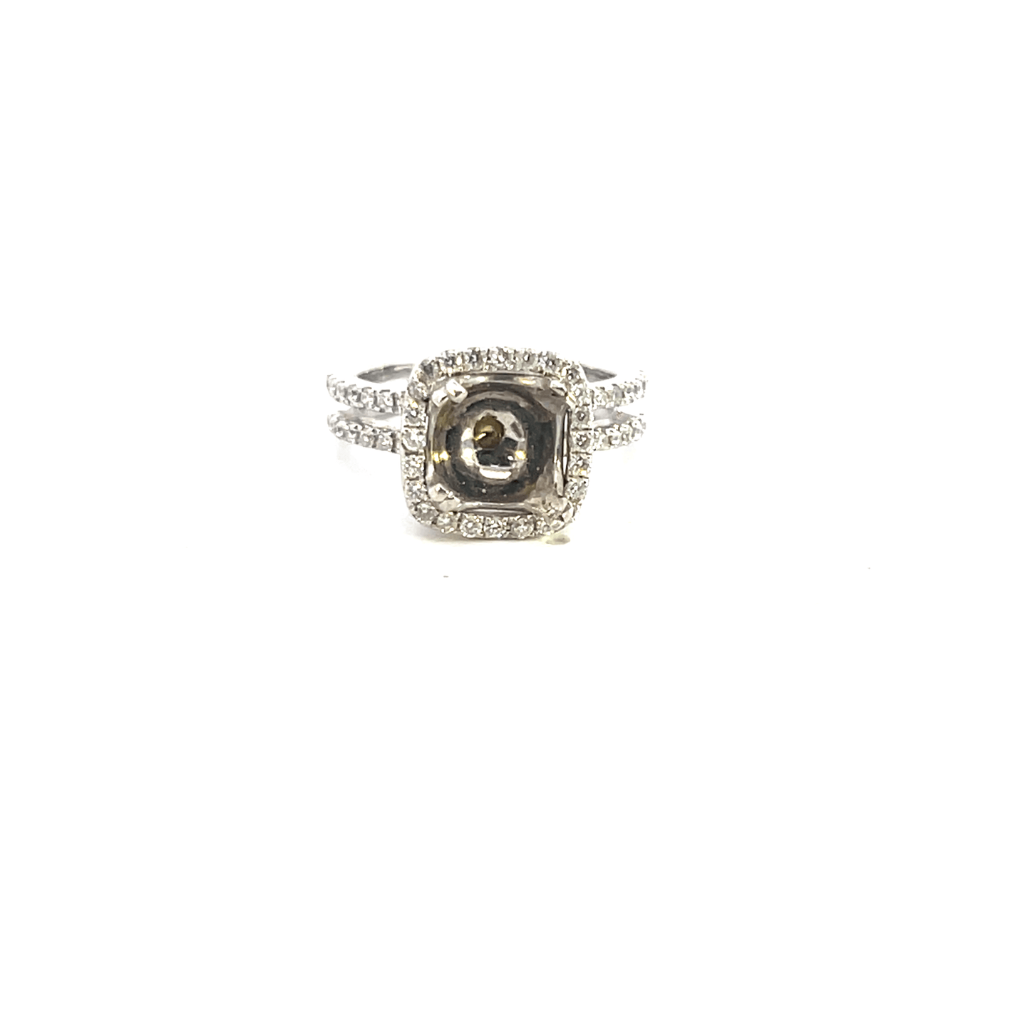 Elegant Diamond Gemstone Ring Setting 14K White Gold 0.80 carat