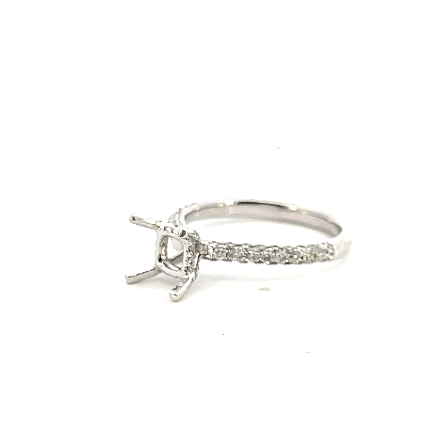 Diamond Pave Engagement Ring Setting – 0.90ct 18K White Gold