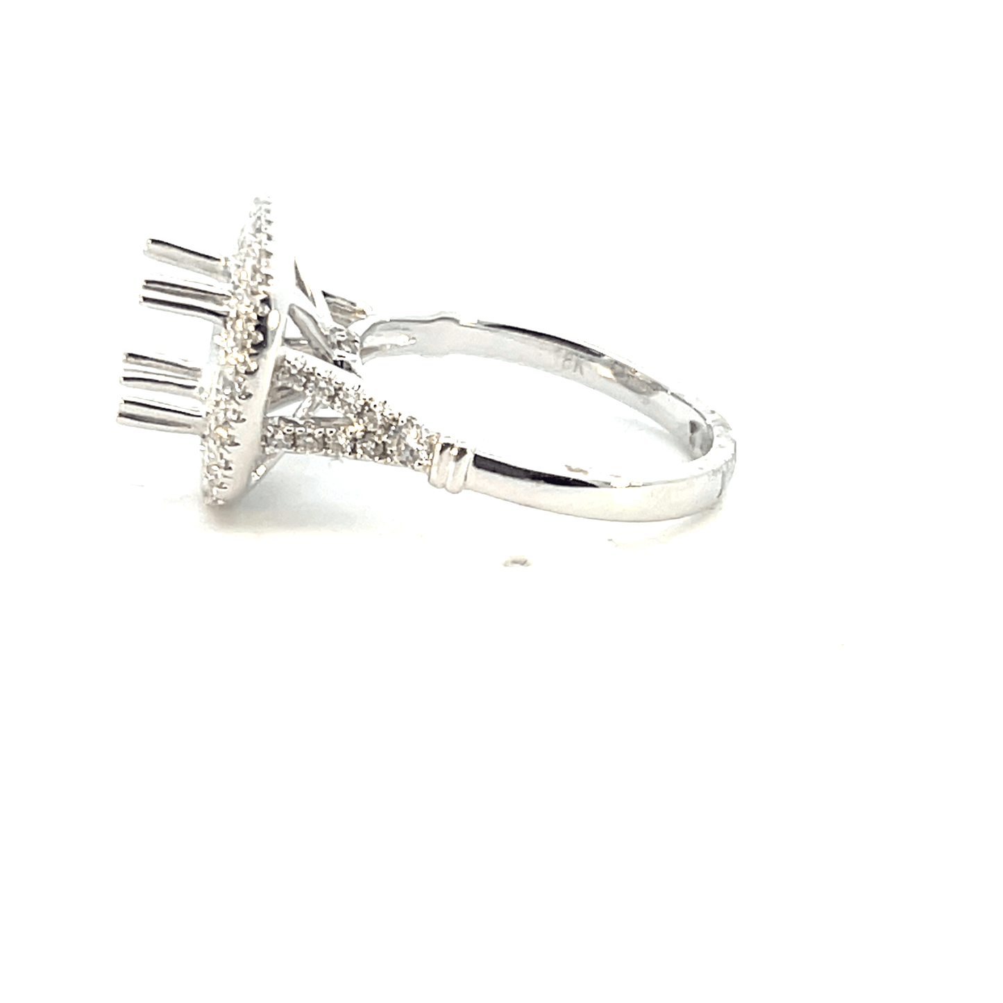 18K White Gold Double Halo Diamond Engagement Ring Setting – 0.82CT