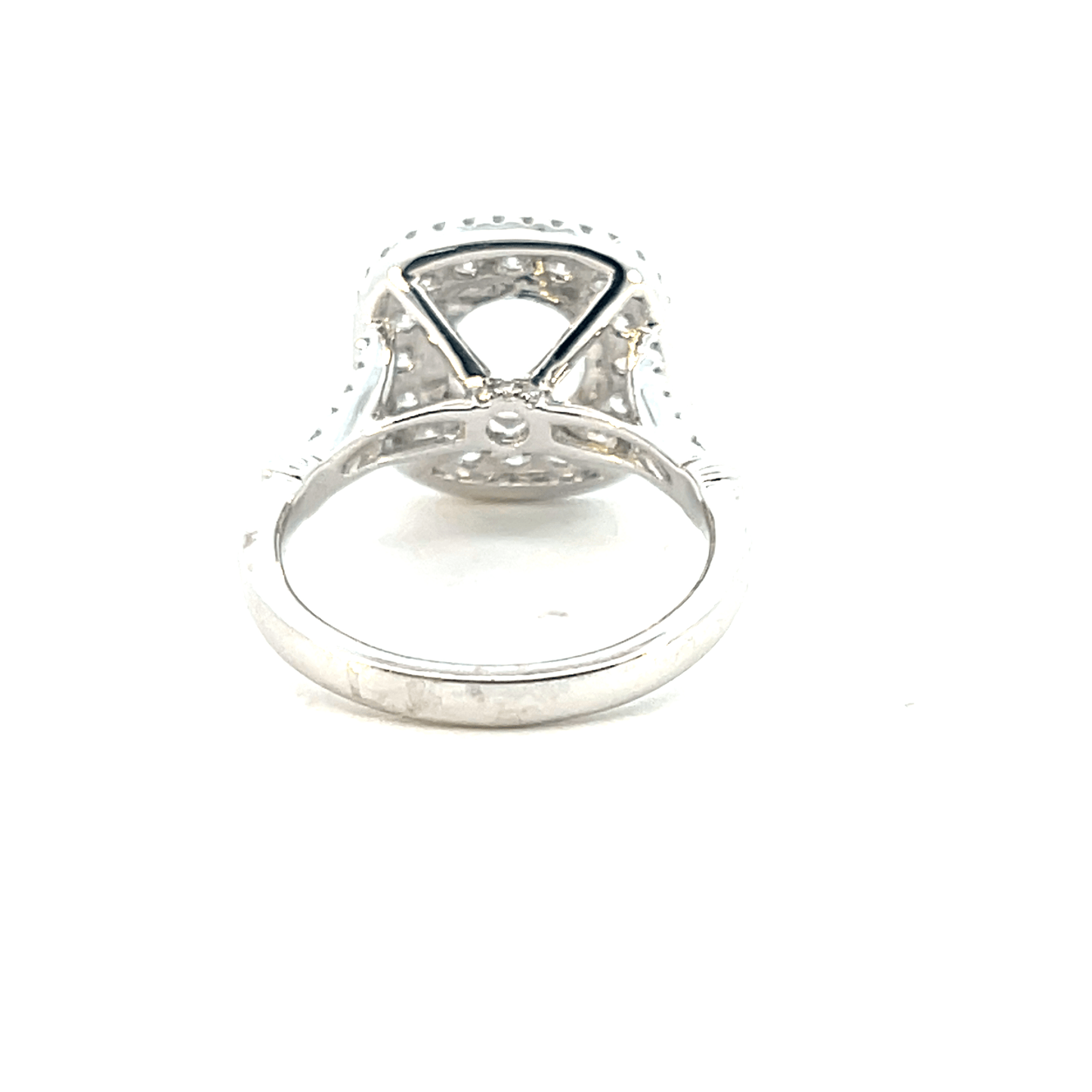 18K White Gold Double Halo Diamond Engagement Ring Setting – 0.82CT