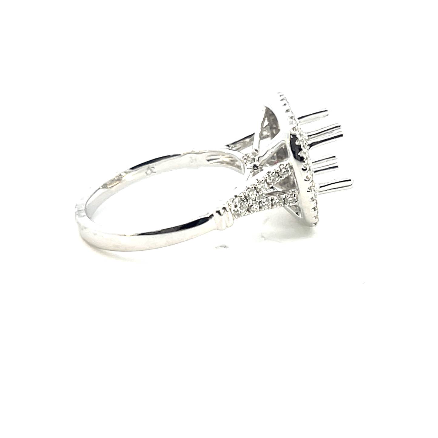 18K White Gold Double Halo Diamond Engagement Ring Setting – 0.82CT