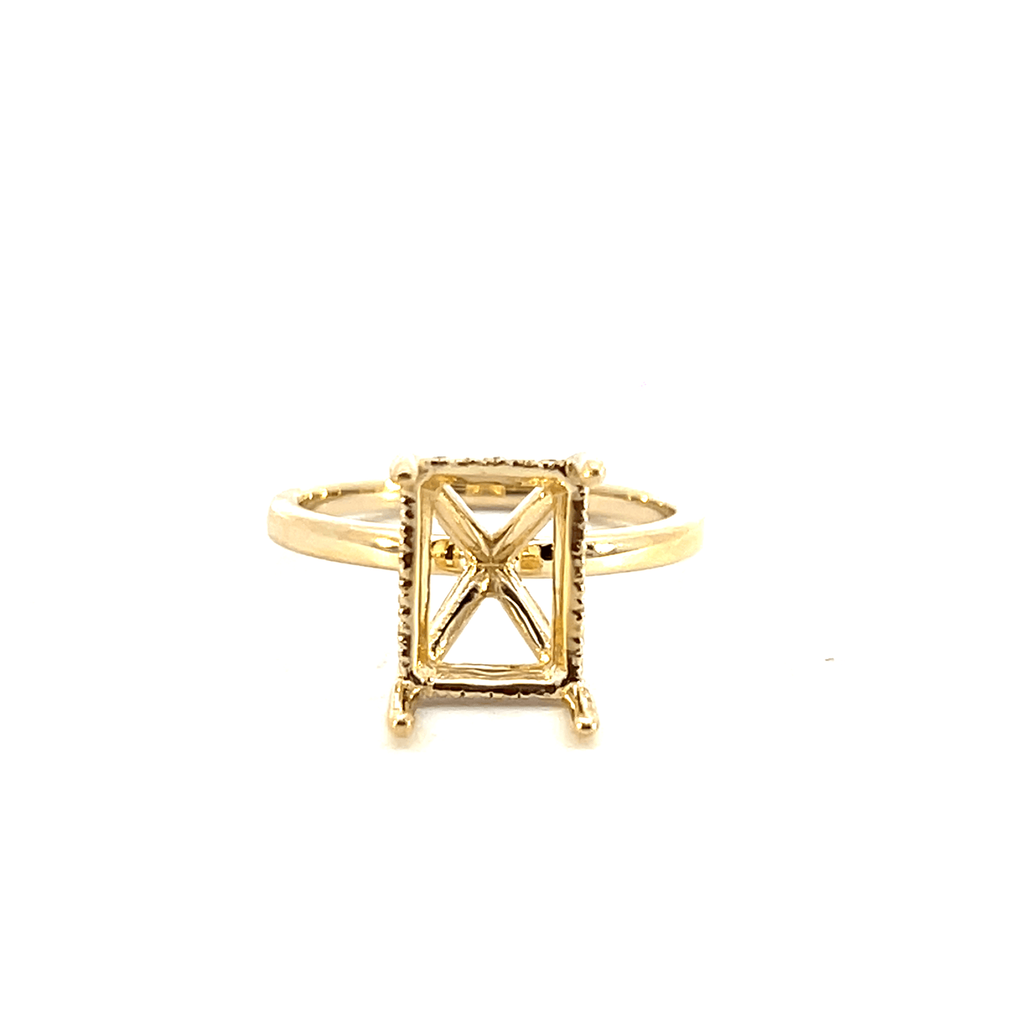 14K White Gold Emerald-Cut Diamond Ring Setting 0.15 carat Style Code: RM1891