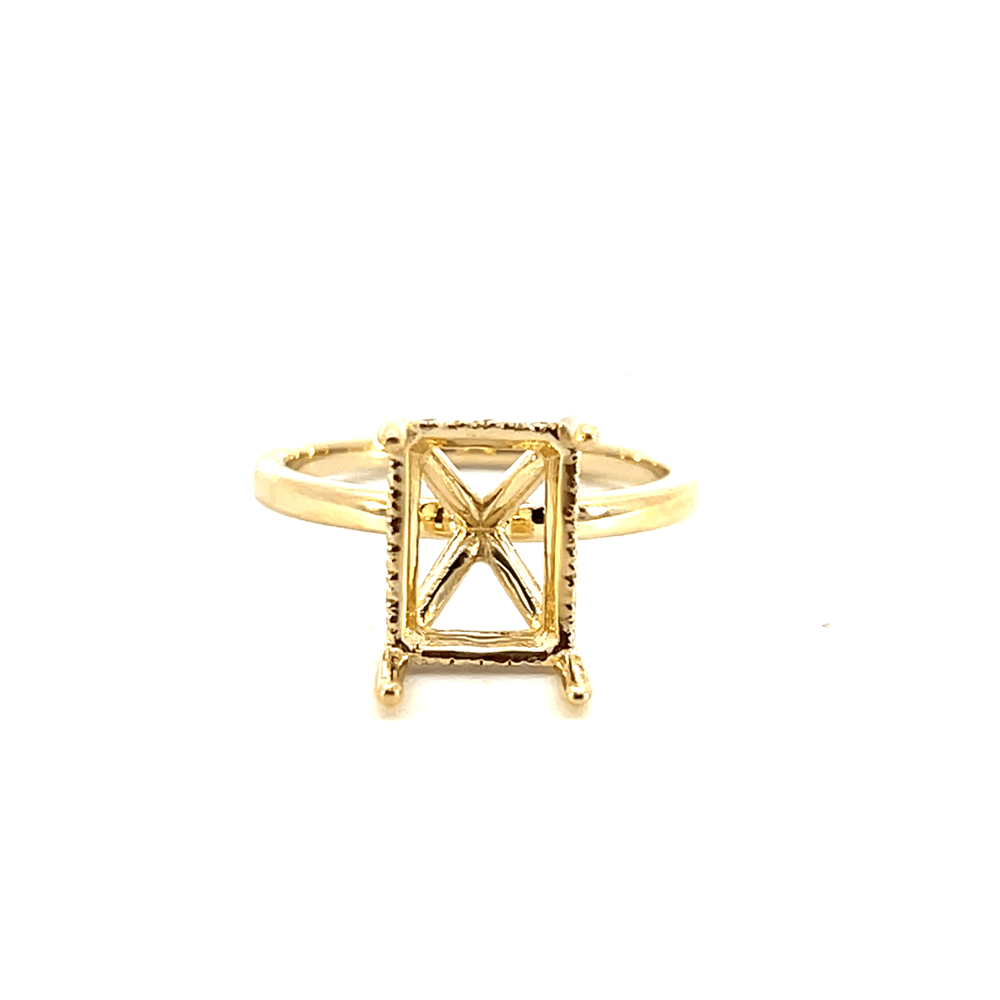14K White Gold Emerald-Cut Diamond Ring Setting 0.15 carat Style Code: RM1891