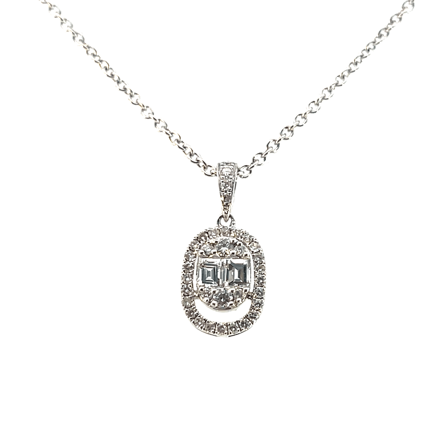 18K White Gold Diamond Pendant Necklace - 0.54ct Total Diamond Weight - DP2056
