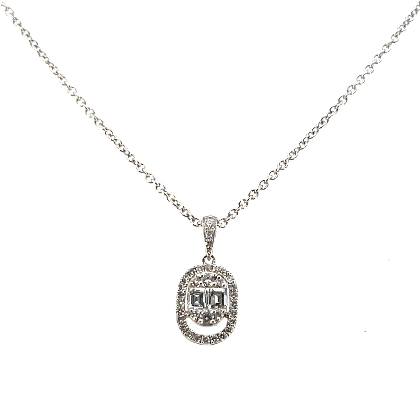 18K White Gold Diamond Pendant Necklace - 0.54ct Total Diamond Weight - DP2056