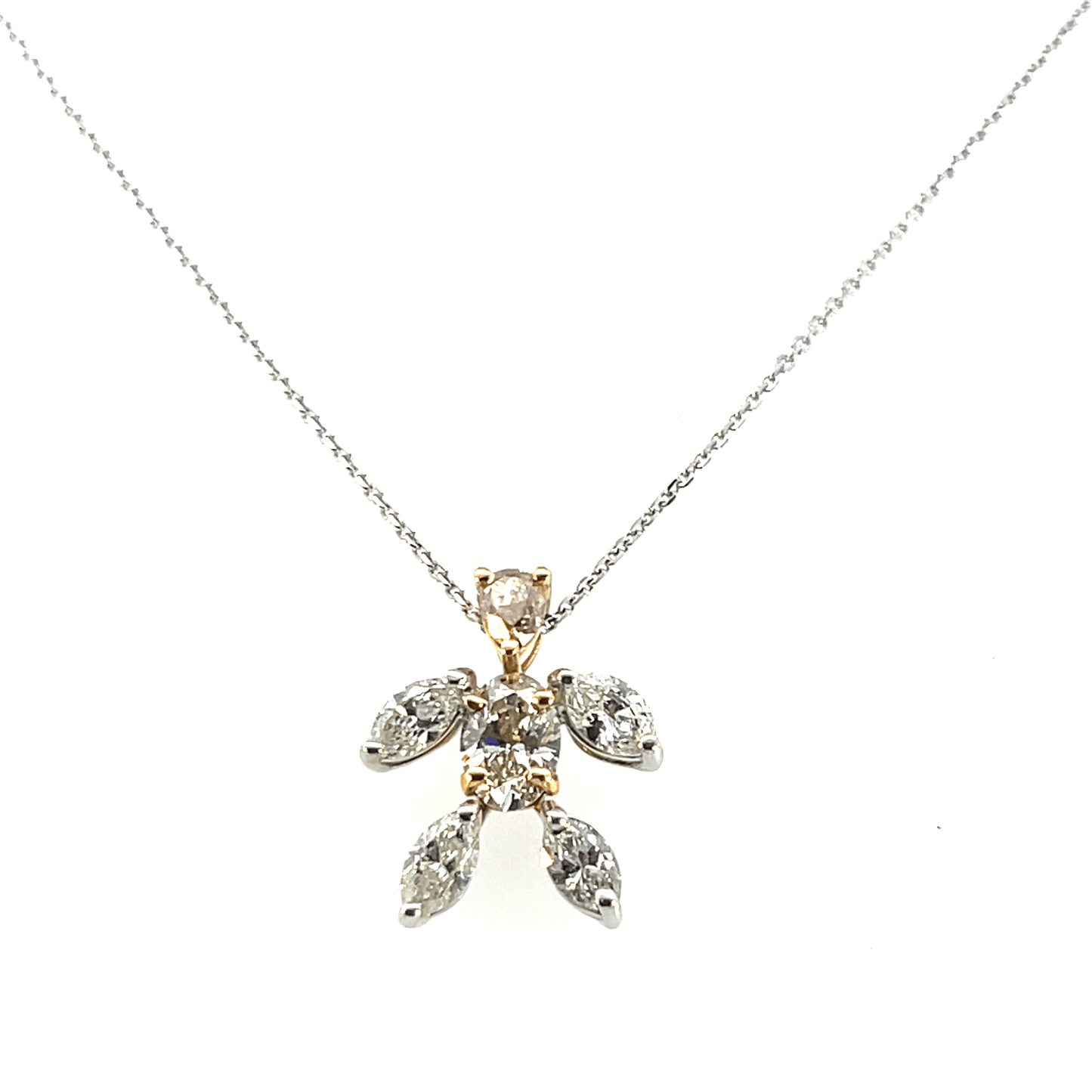 Whimsical 14K White Gold Diamond "Turtle" Pendant Necklace (3.60ct Total) - DP0588