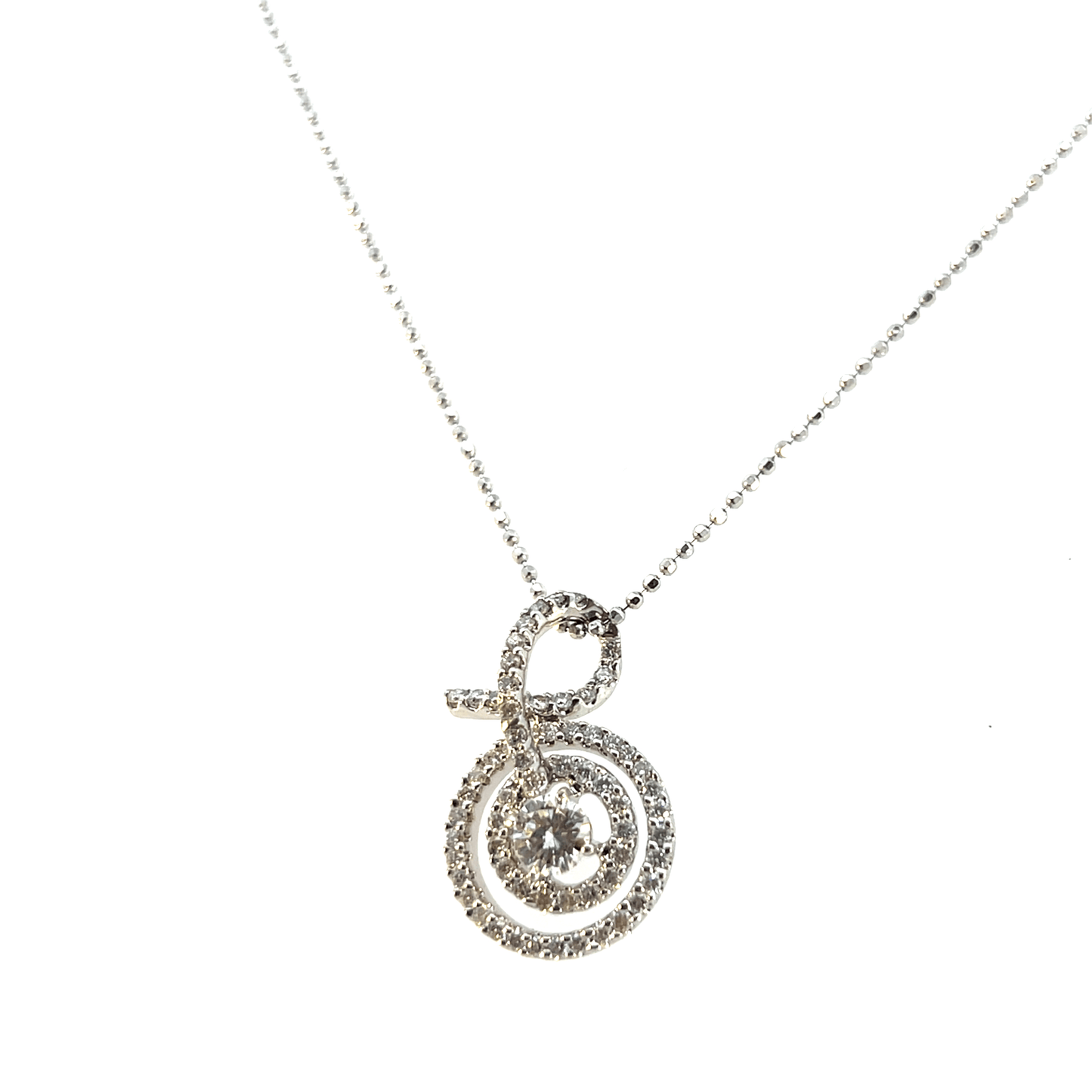 14K White Gold Diamond Pendant Necklace - 1.05ct Total Diamond Weight - DP2057