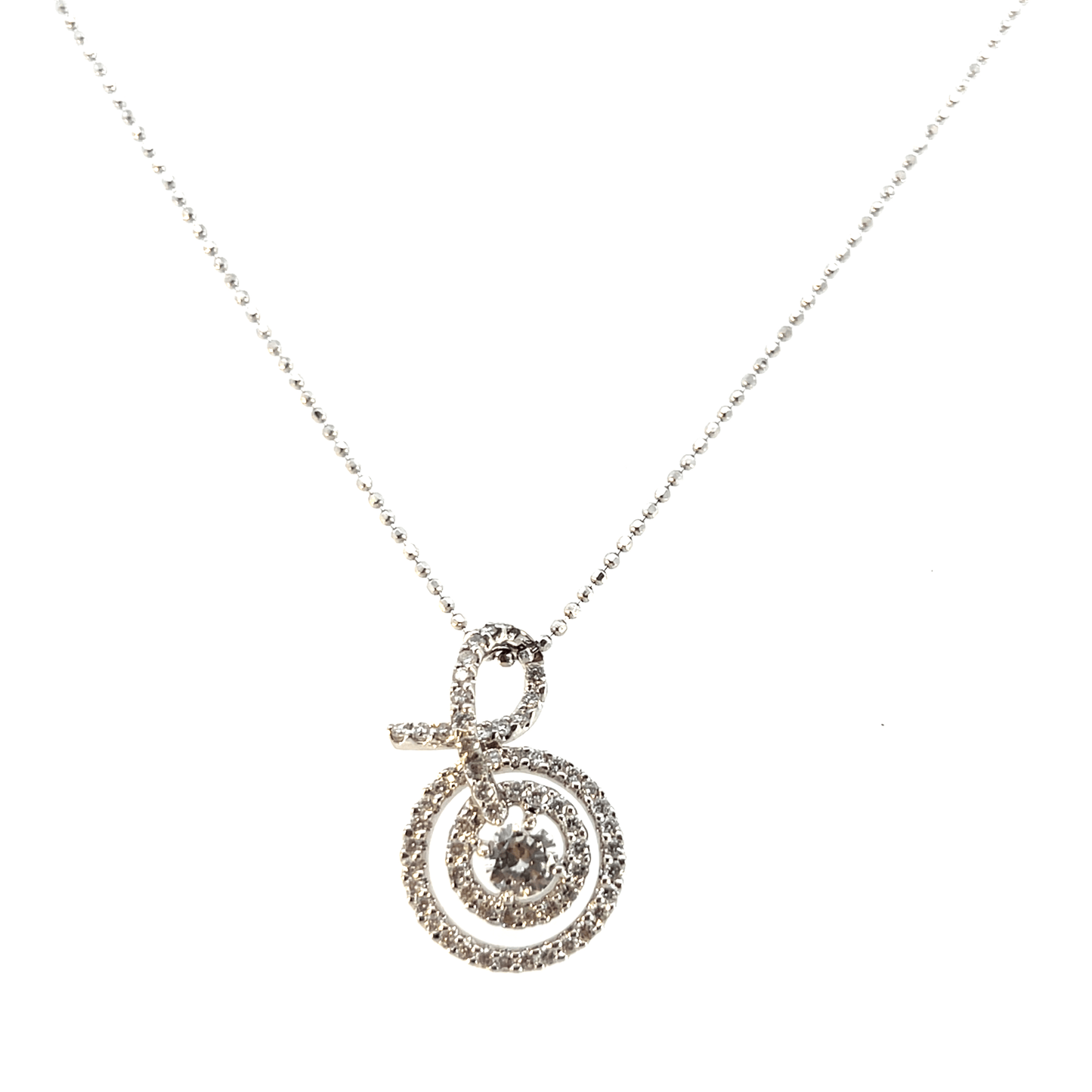 14K White Gold Diamond Pendant Necklace - 1.05ct Total Diamond Weight - DP2057