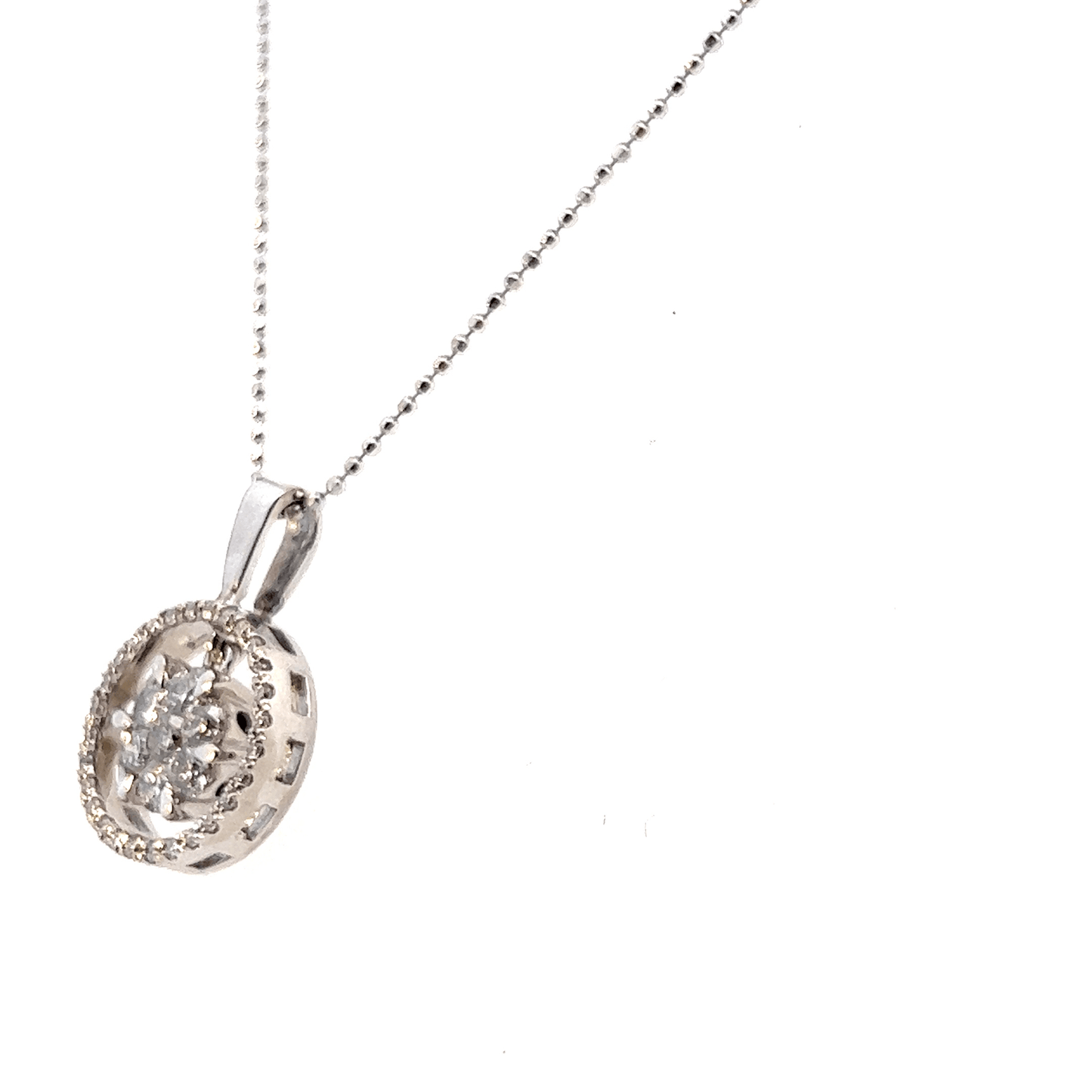 Sparkling "Inverted Flower" Diamond Pendant Necklace (1.10ct Total, 18K White Gold) - DP2062