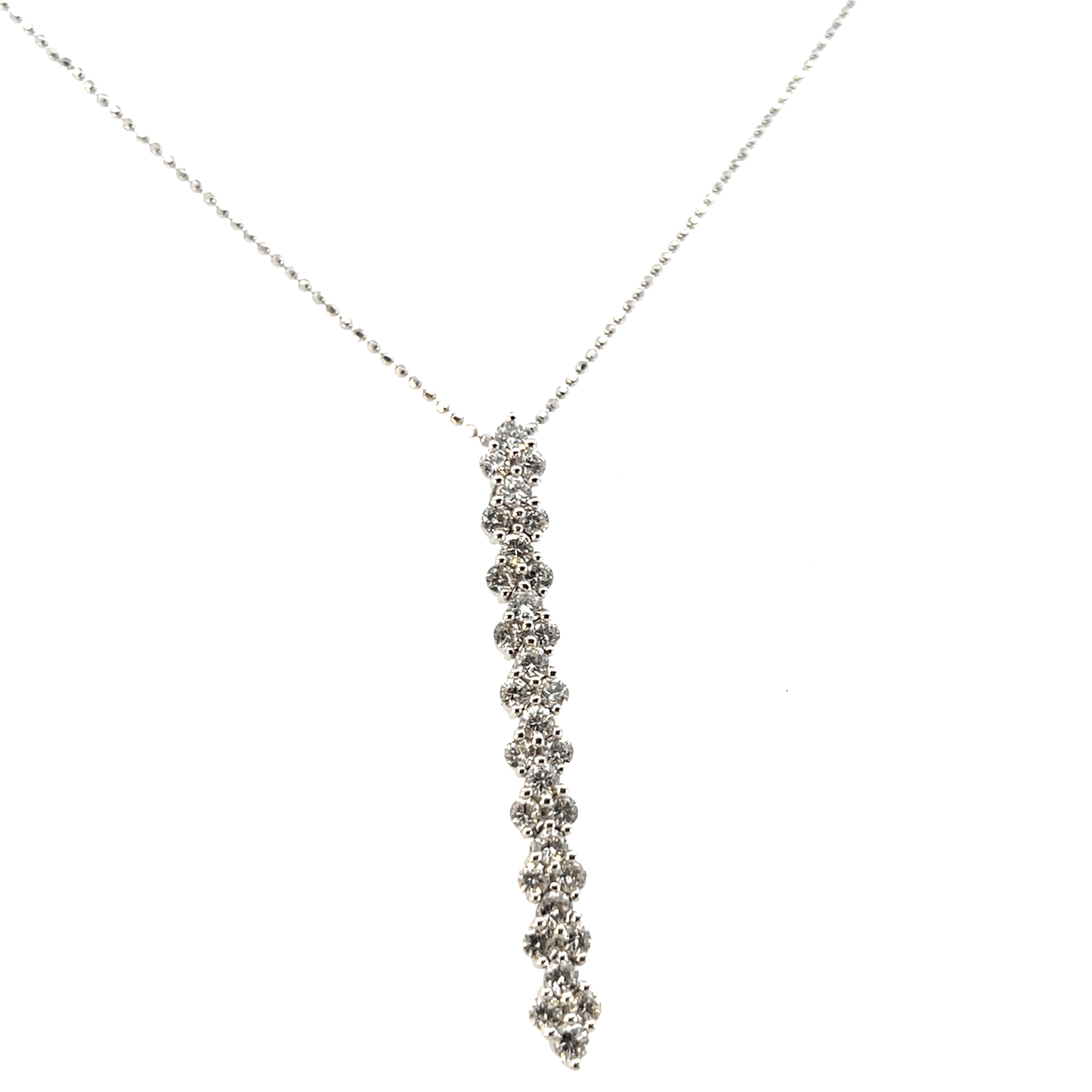 Stunning 18K White Gold Vertical Diamond Line Pendant Necklace (1.38ct Total) - DP0600