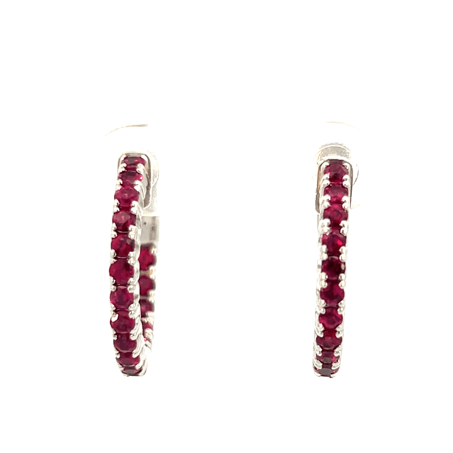 Elegant Ruby Hoop Earrings – RUBY 1.20 CT in 14K White Gold SKU: DH994RB