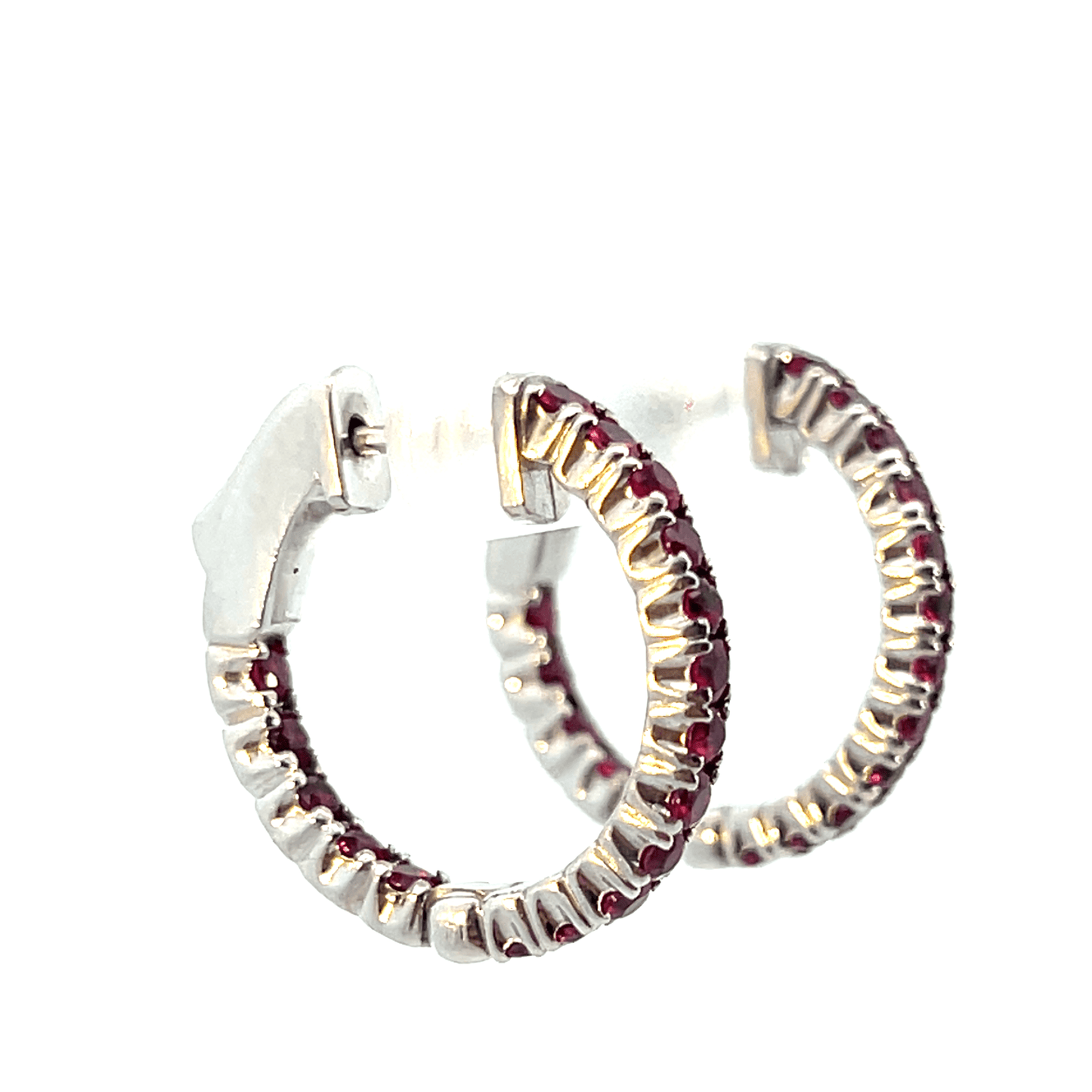Elegant Ruby Hoop Earrings – RUBY 1.20 CT in 14K White Gold SKU: DH994RB