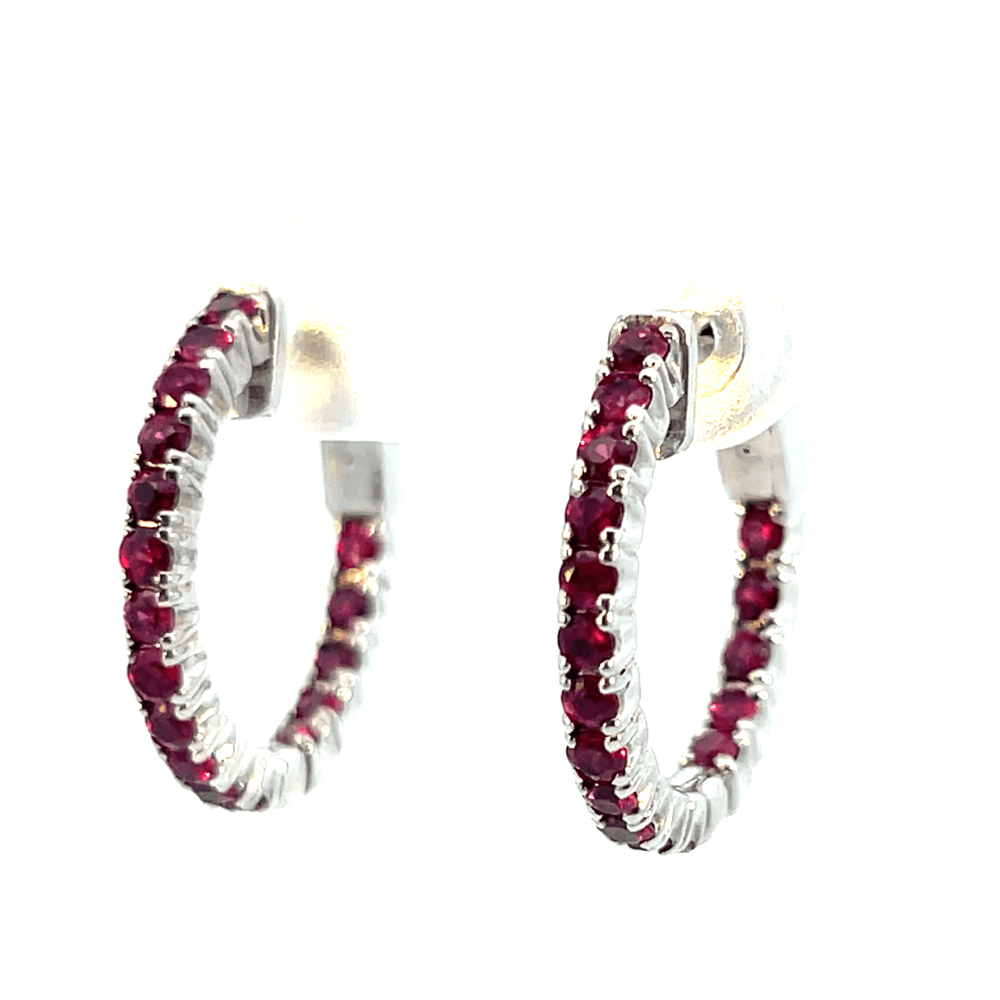 Elegant Ruby Hoop Earrings – RUBY 1.20 CT in 14K White Gold SKU: DH994RB
