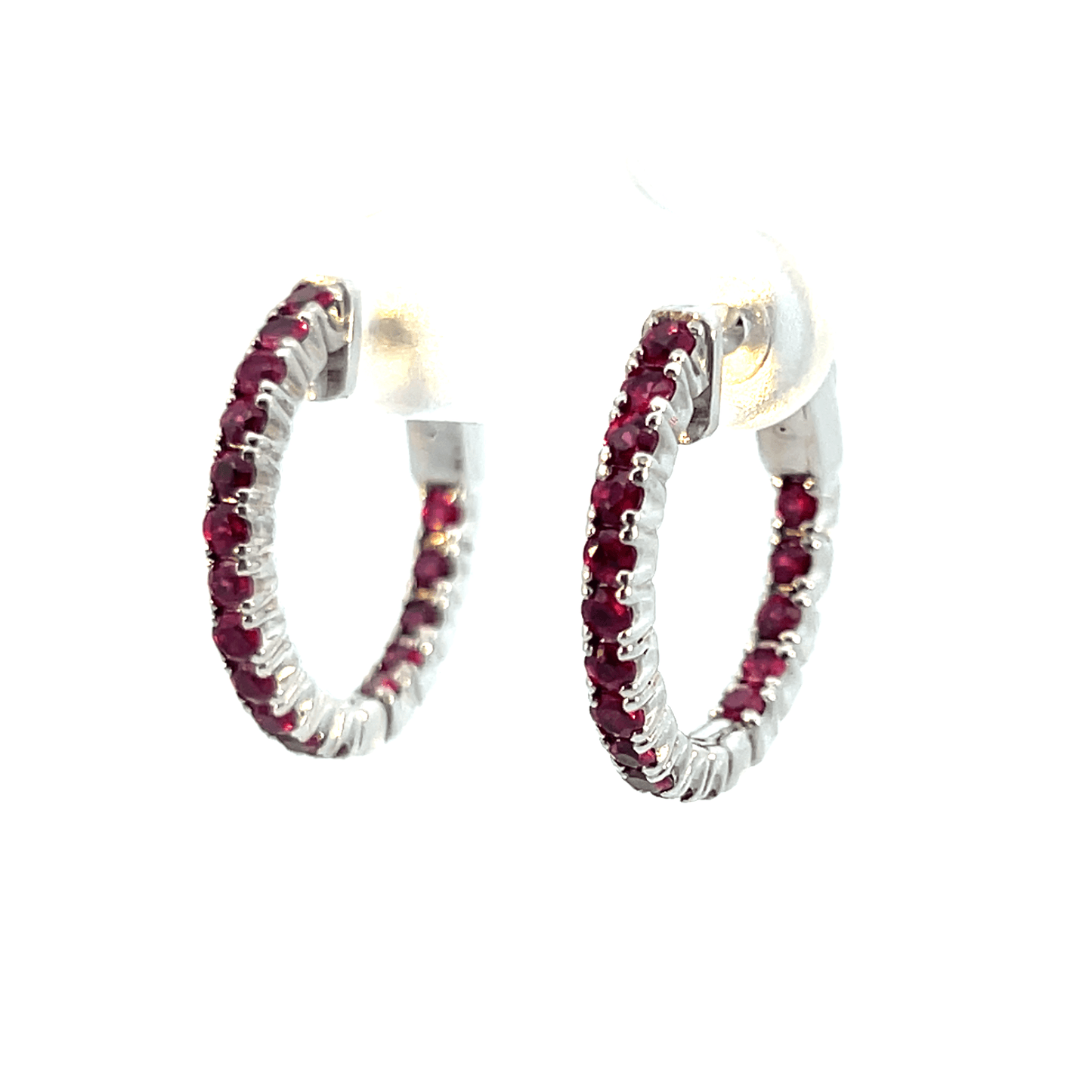 Elegant Ruby Hoop Earrings – RUBY 1.20 CT in 14K White Gold SKU: DH994RB