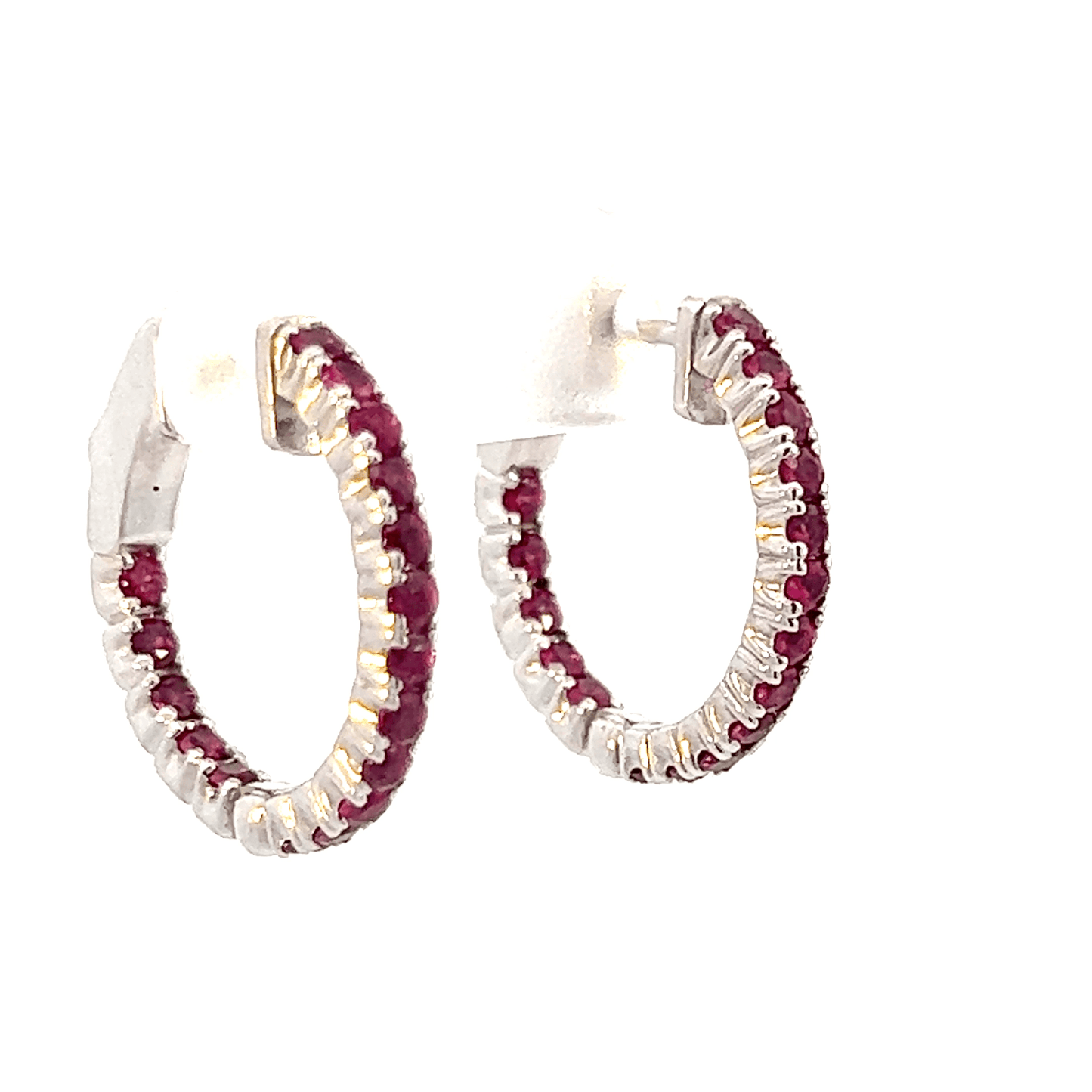 Elegant Ruby Hoop Earrings – RUBY 1.20 CT in 14K White Gold SKU: DH994RB