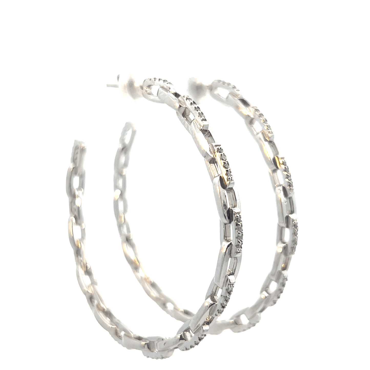 Elegant Paperclip Hoop Earrings – D 0.58 CT in 14K White Gold SKU: DH995