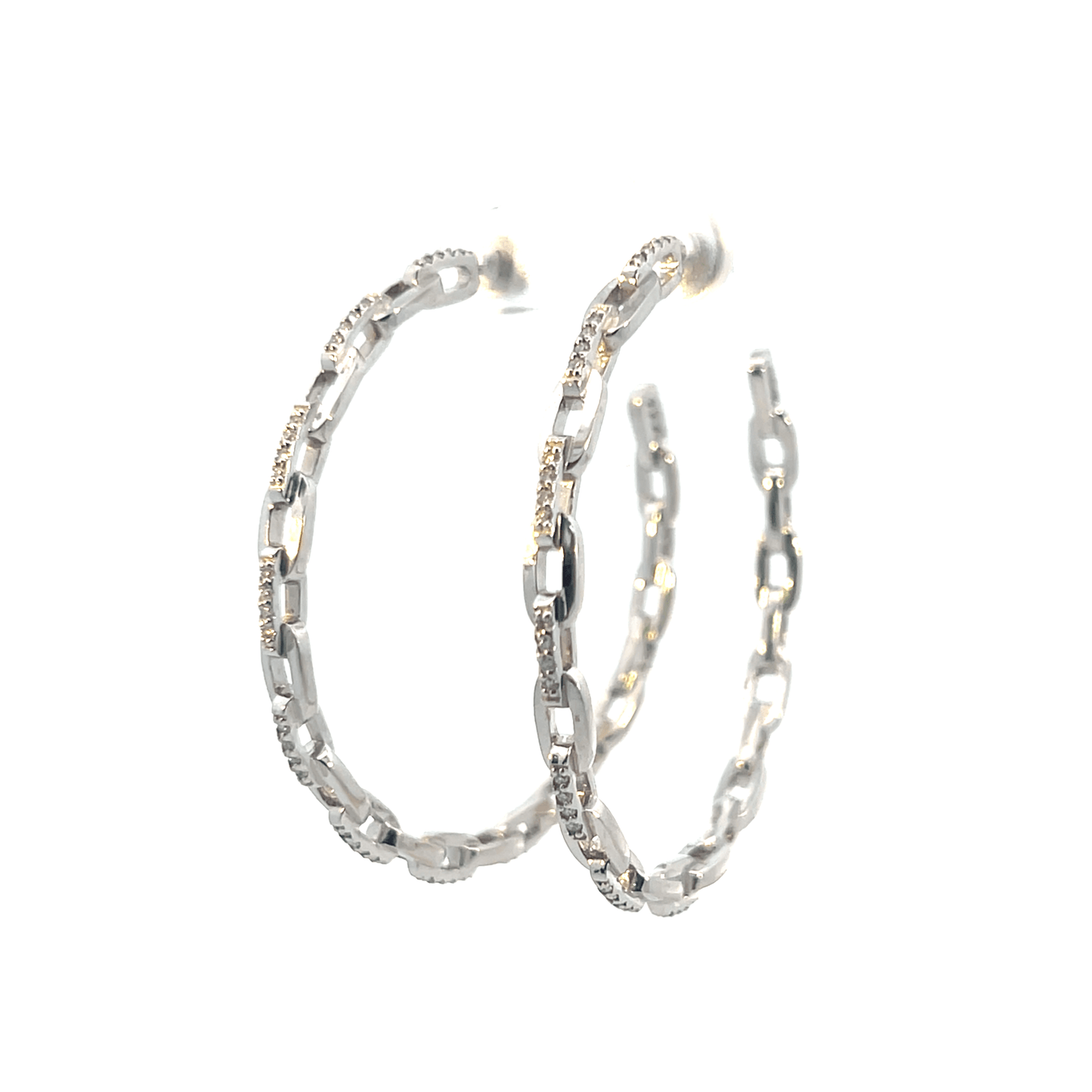 Elegant Paperclip Hoop Earrings – D 0.58 CT in 14K White Gold SKU: DH995