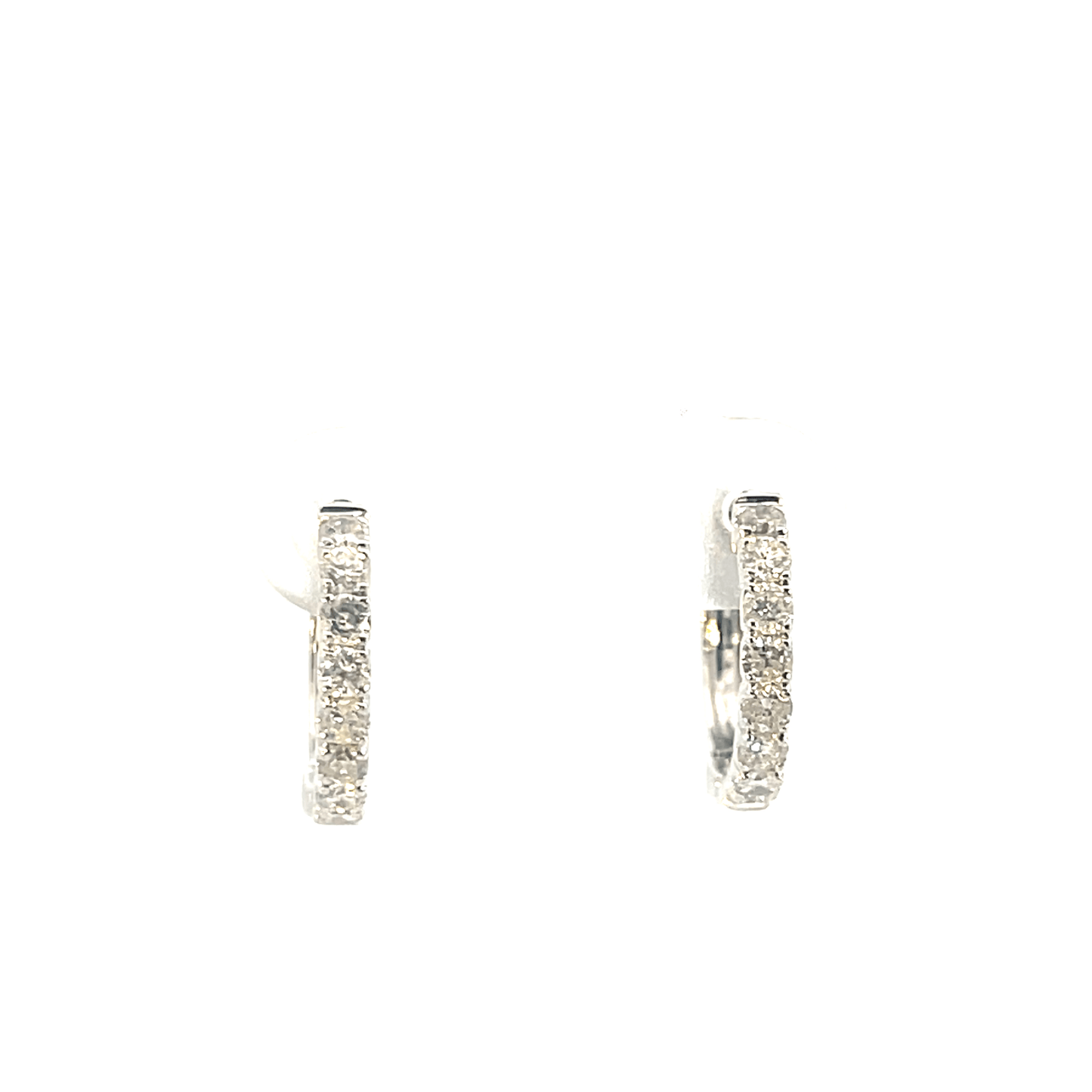 Elegant 14K White Gold Mini Diamond Hoop Earrings (0.57 ctw)