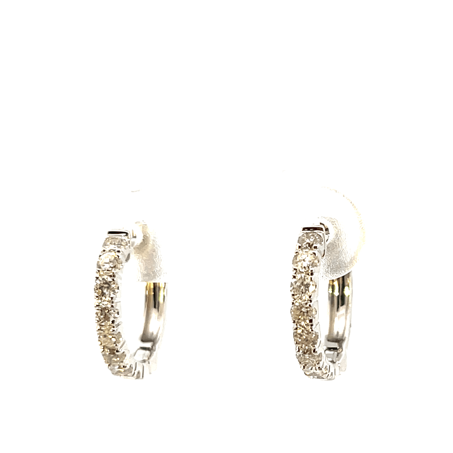 Elegant 14K White Gold Mini Diamond Hoop Earrings (0.57 ctw)