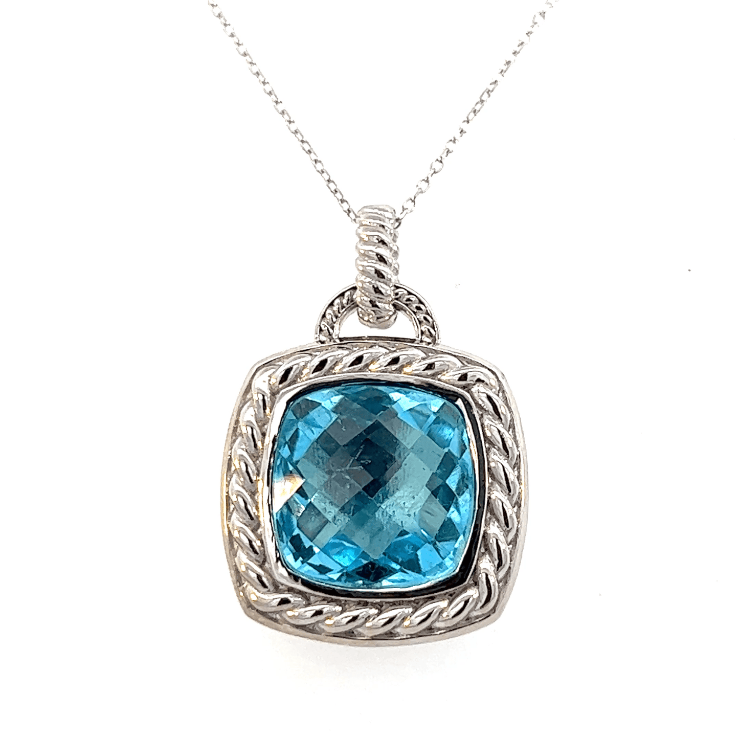 Elegant Blue Gemstone Pendant – BT 11.83 CT in 14K White Gold