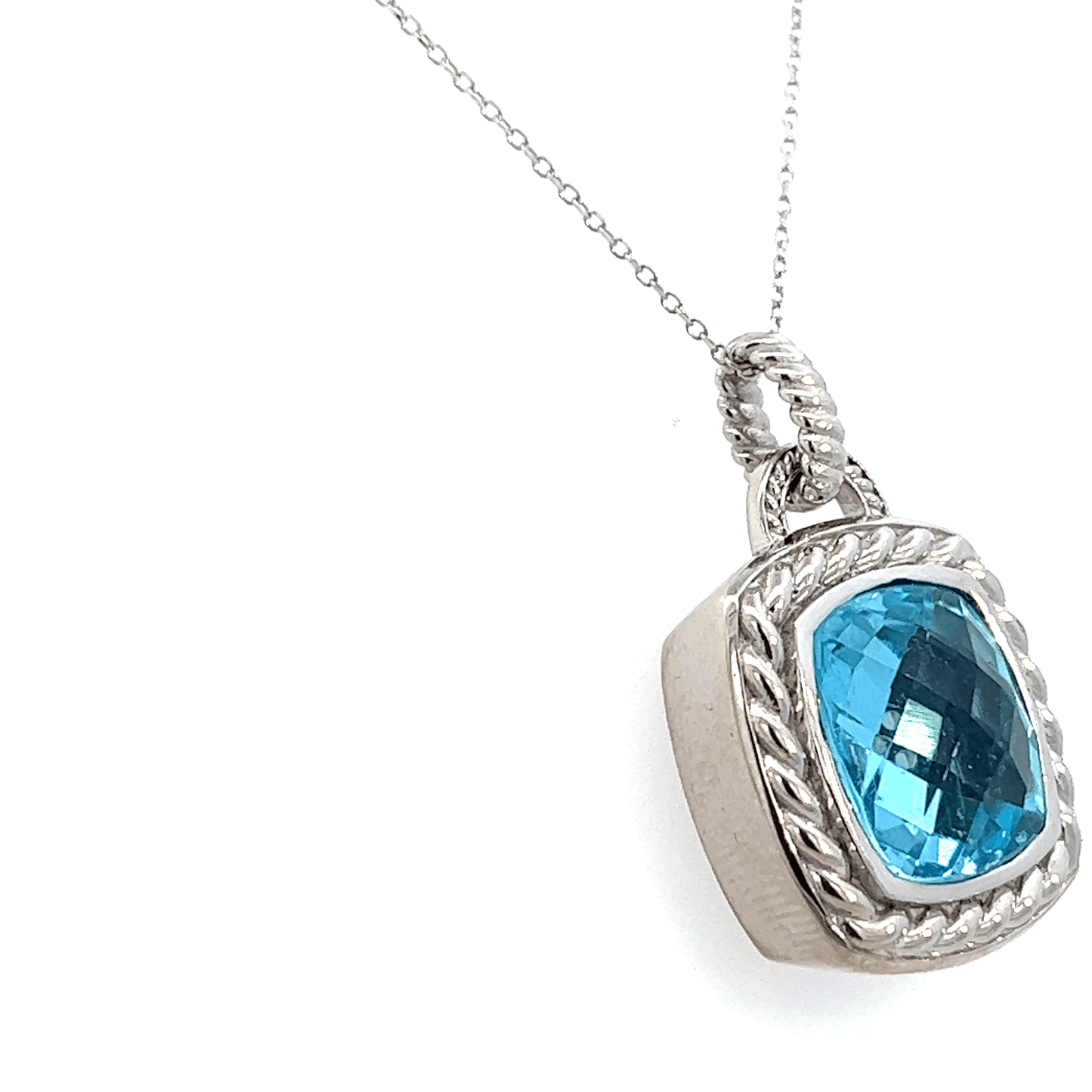 Elegant Blue Gemstone Pendant – BT 11.83 CT in 14K White Gold