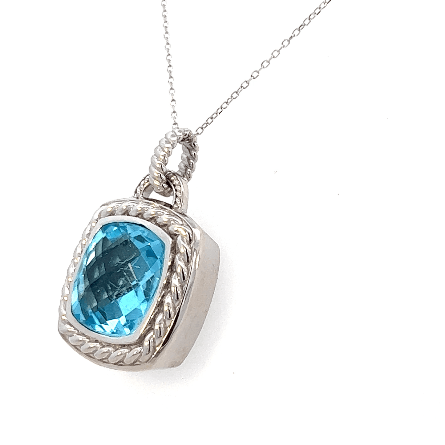 Elegant Blue Gemstone Pendant – BT 11.83 CT in 14K White Gold